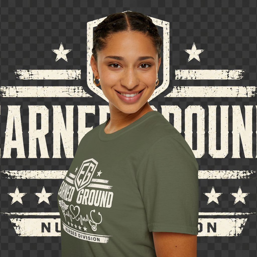 Earned Ground Nurses Division T-Shirt — Nurse Appreciation Medical Heartbeat Tee