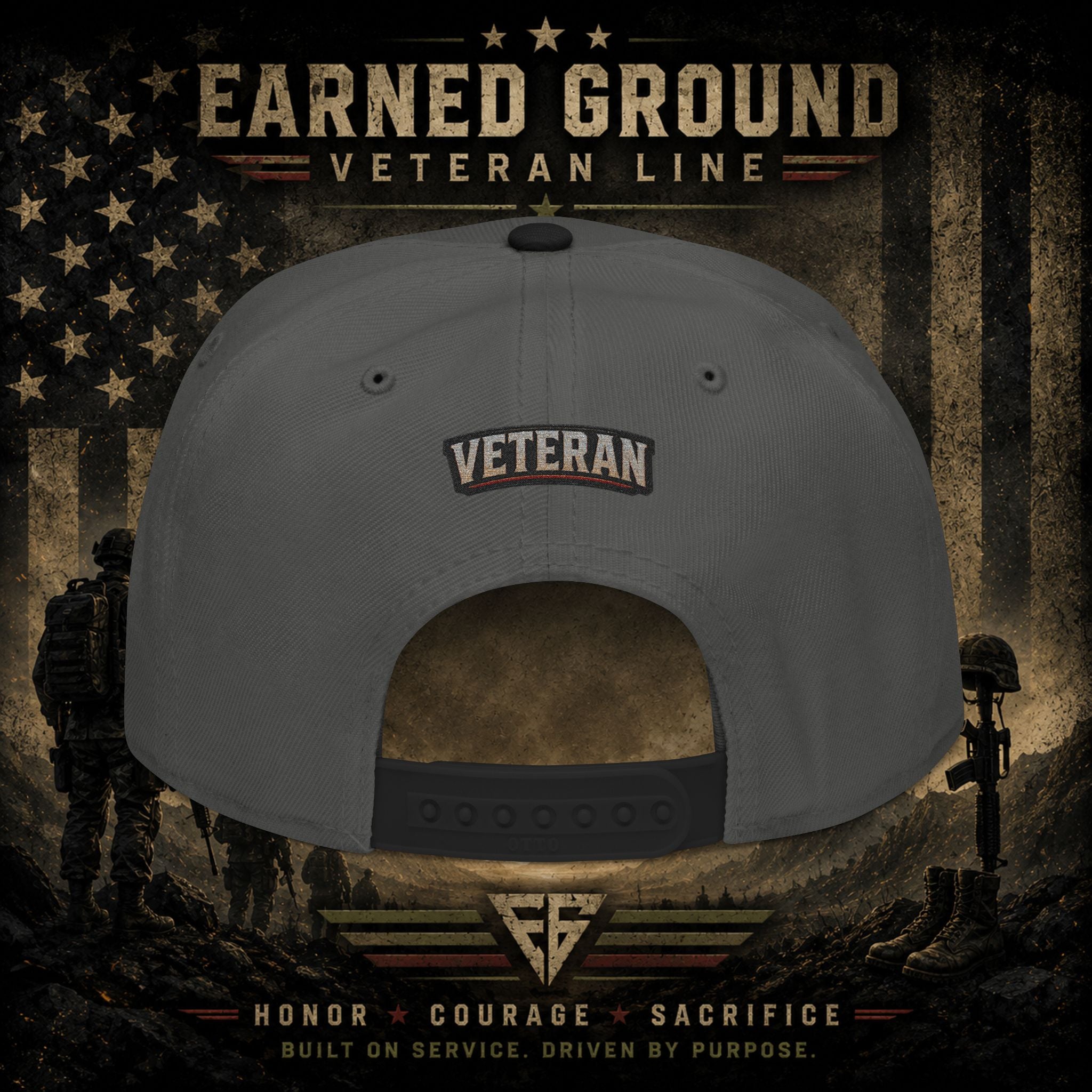 Earned Ground Veteran Line  Embroidered Snapback Hat