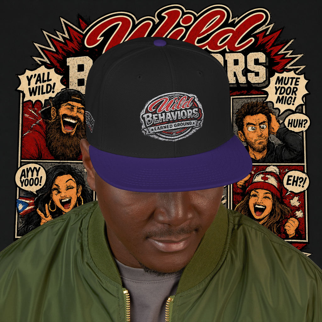 Earned Ground Cap Snapback Hat — 'Wild Behaviors' Embroidered Earned Ground Cap