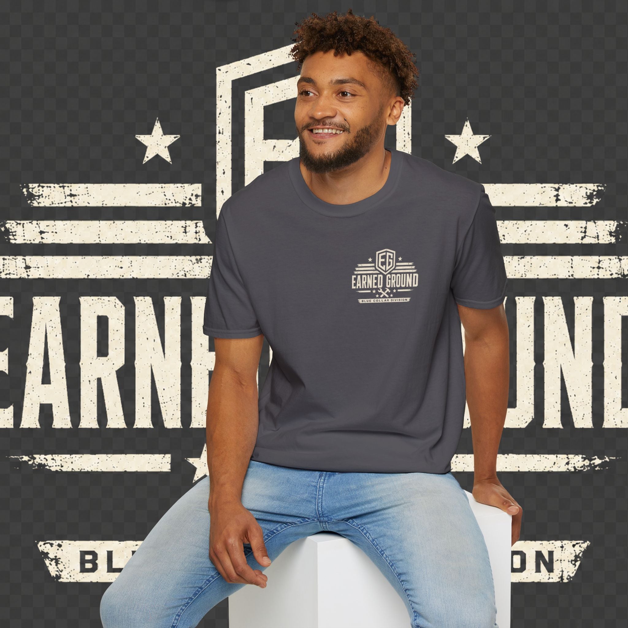 EARNED GROUND "BLUE COLLAR DIVISION" Coastal Calm Graphic T-Shirt