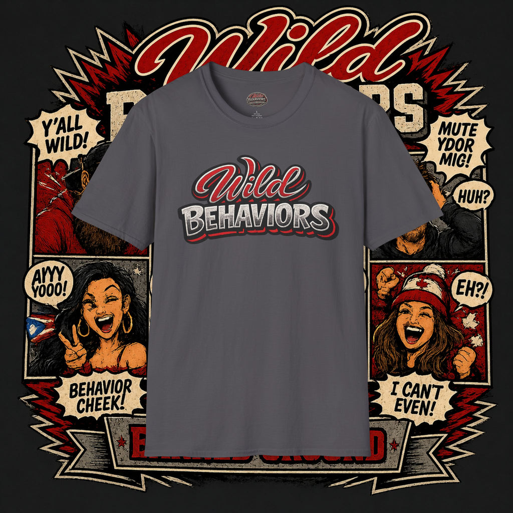 Earned Ground "Wild Behaviors" T-Shirt — Retro Red & White Graphic Tee