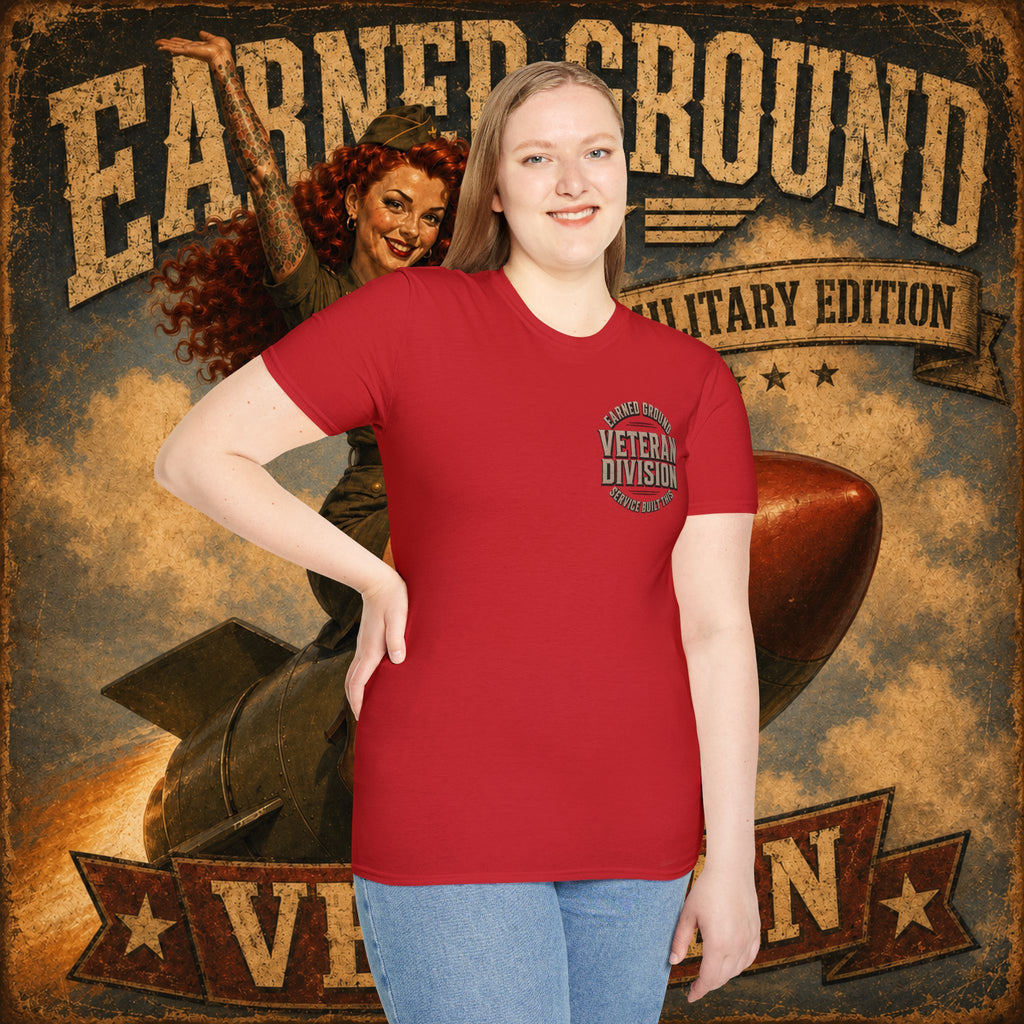 Earned Ground Veteran Division T‑Shirt —"LILY PINUP" VINTAGE SERVICE DIVISON