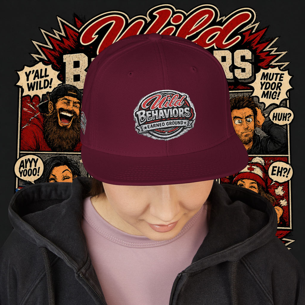 Earned Ground Cap Snapback Hat — 'Wild Behaviors' Embroidered Earned Ground Cap