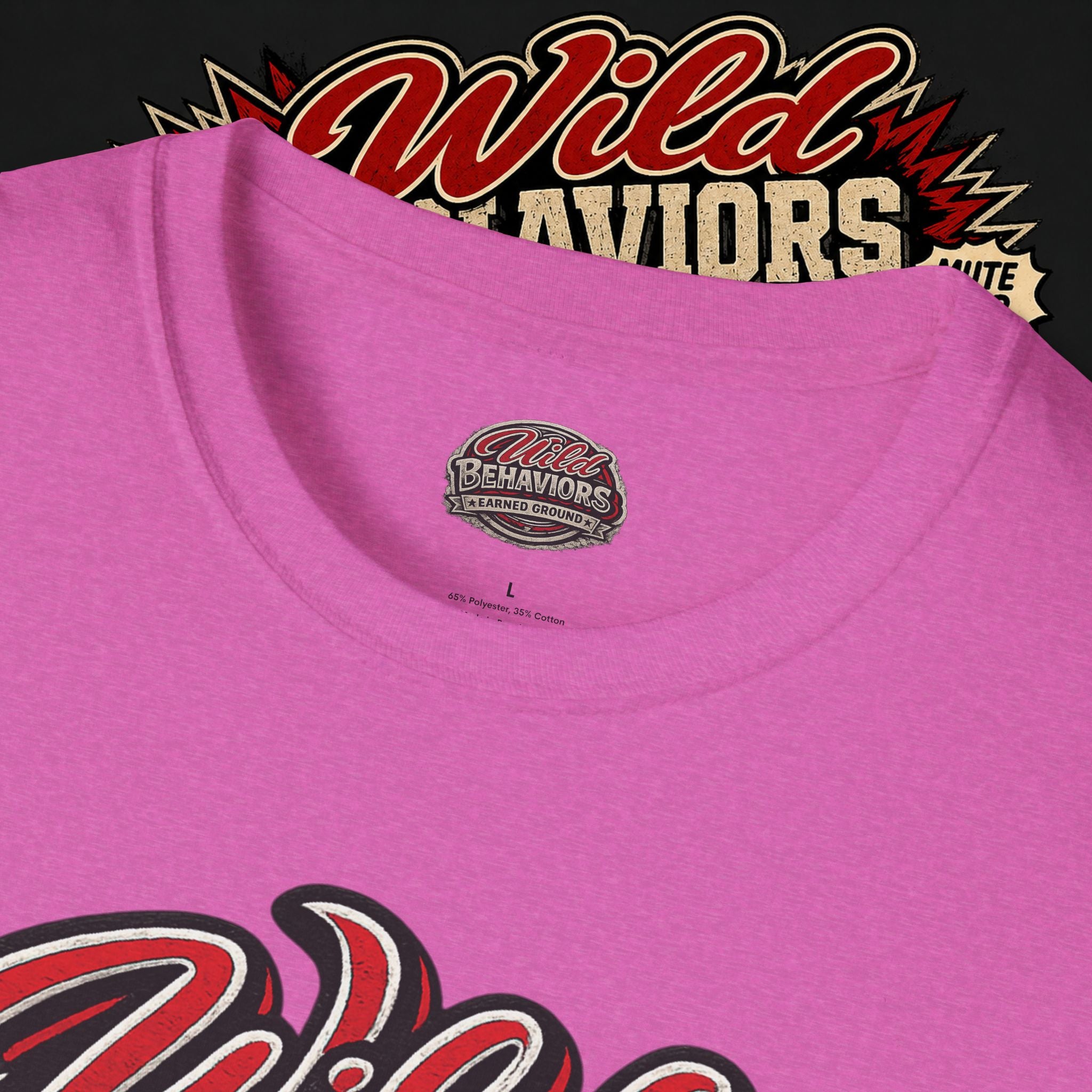 Earned Ground "Wild Behaviors" T-Shirt — Retro Red & White Graphic Tee