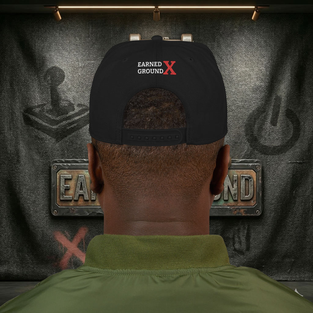EARNED GROUND GEN 'X' EMBROIDED Snapback Hat — Vintage Red  GEN X Patch Logo Cap