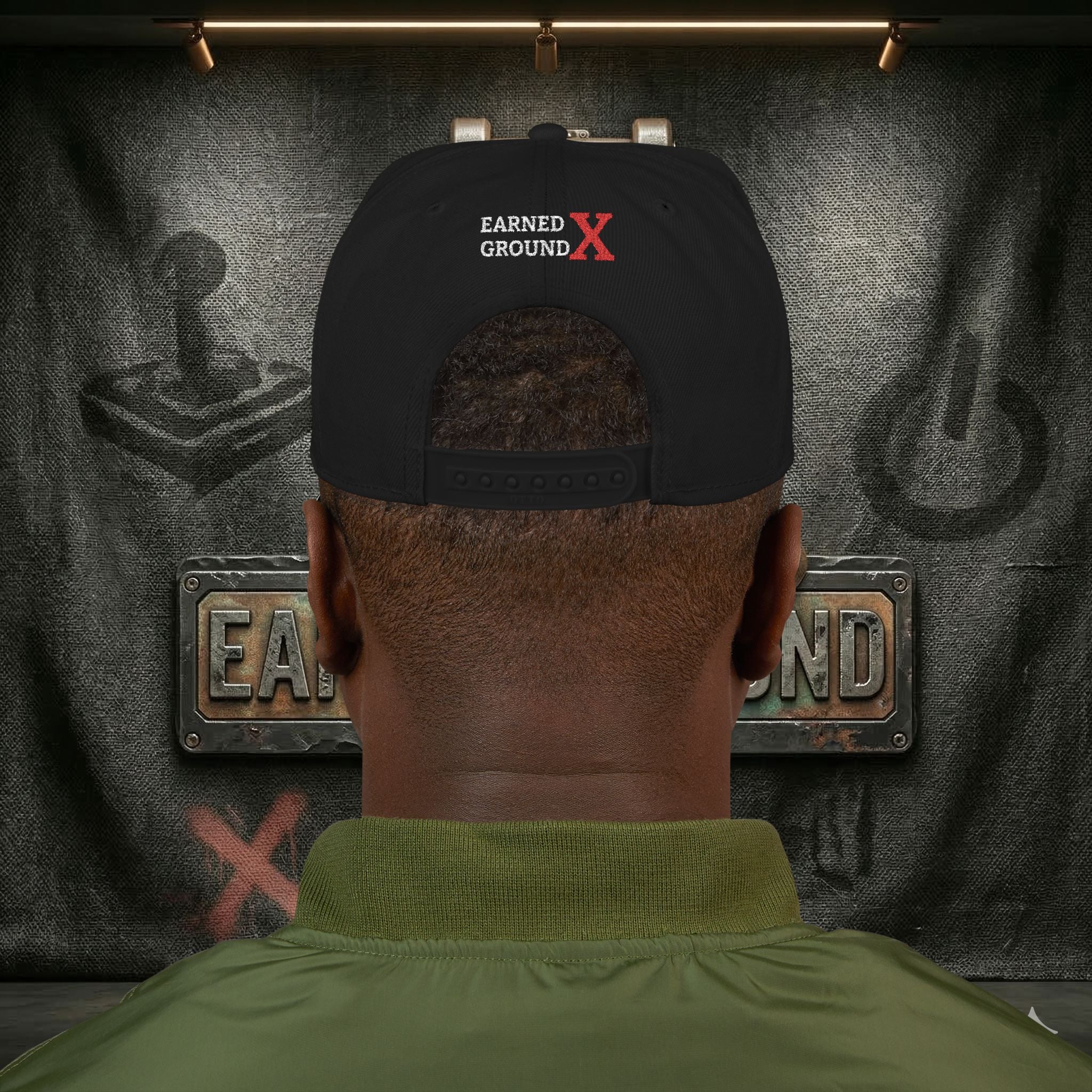 EARNED GROUND GEN 'X' EMBROIDED Snapback Hat — Vintage Red  GEN X Patch Logo Cap