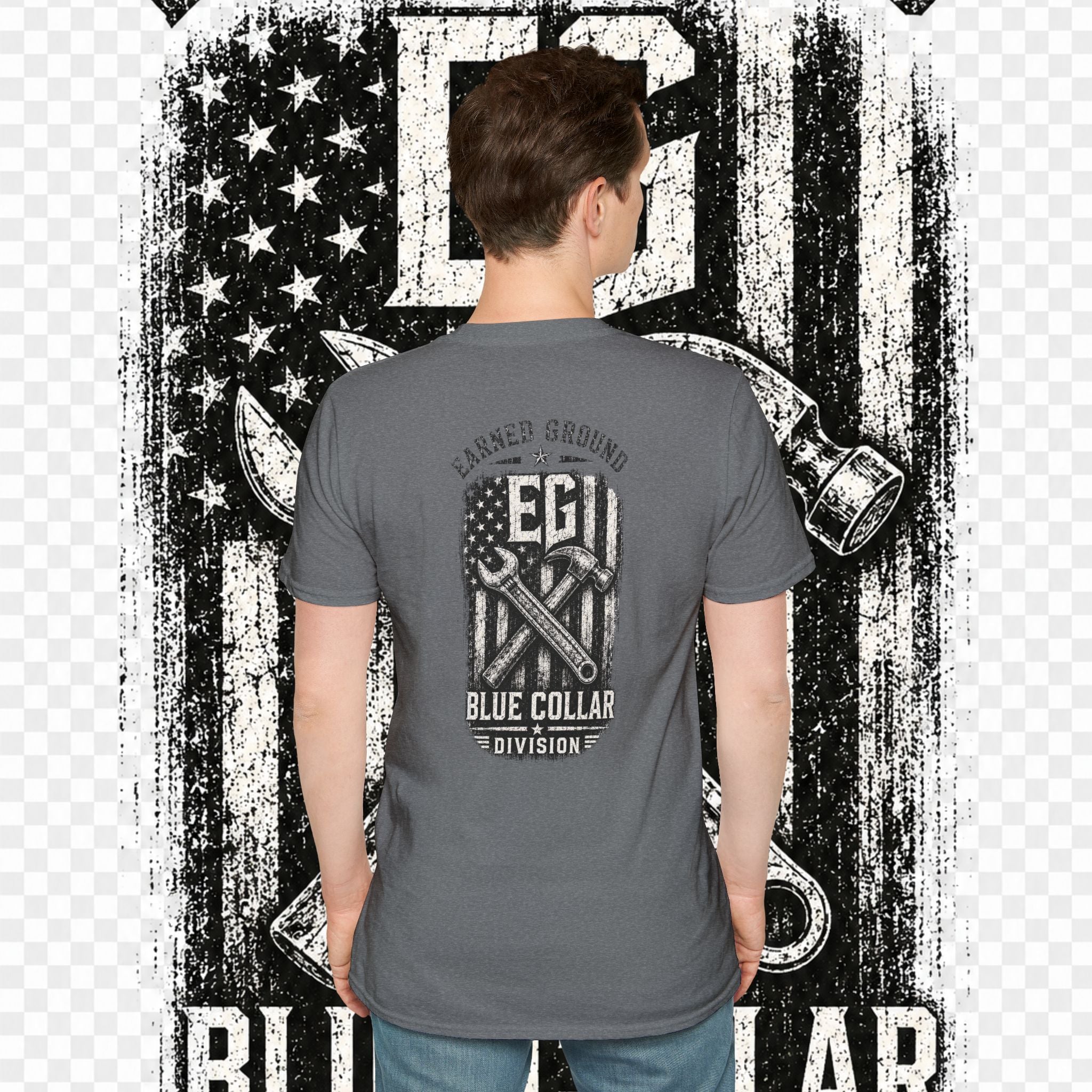 EARNED GROUND "BLUE COLLAR DIVISION" Coastal Calm Graphic T-Shirt
