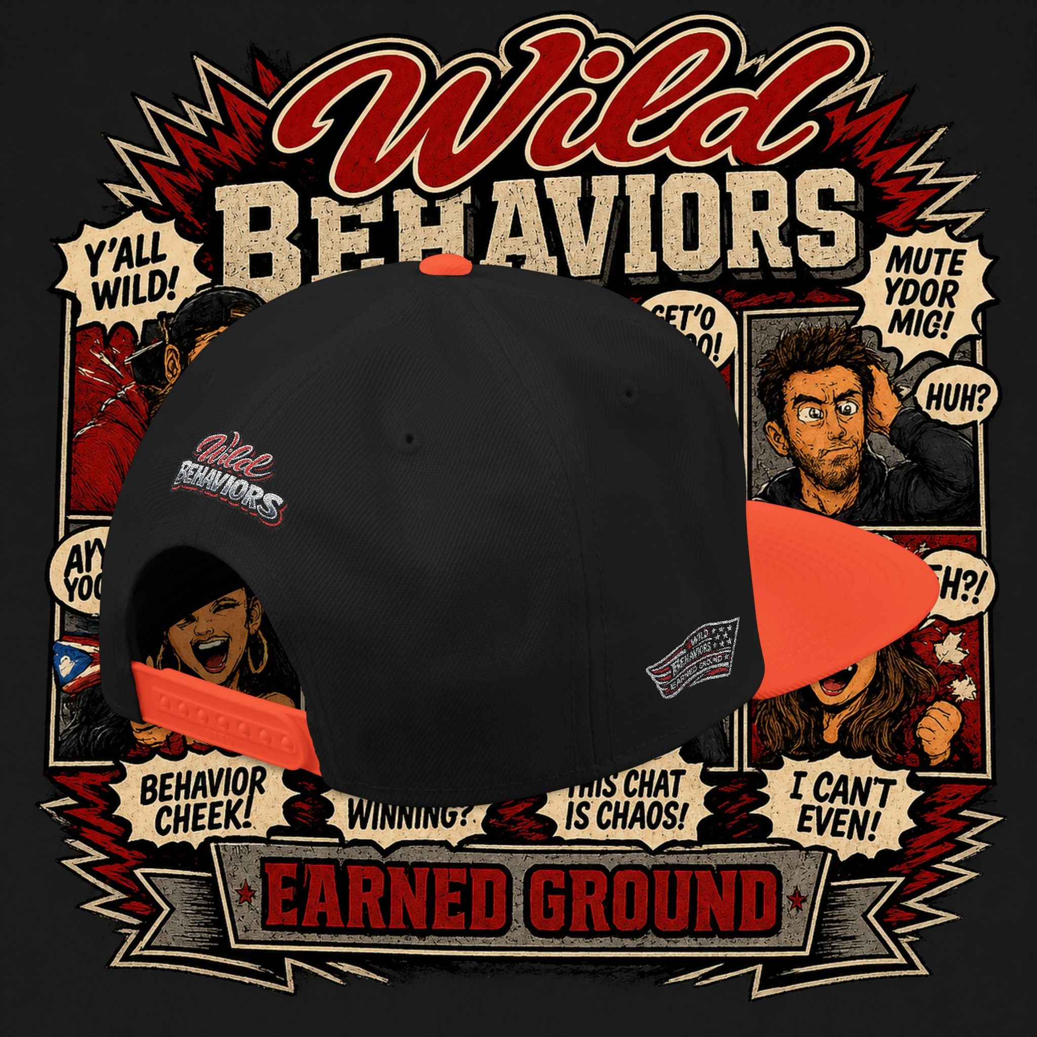 Earned Ground Cap Snapback Hat — 'Wild Behaviors' Embroidered Earned Ground Cap