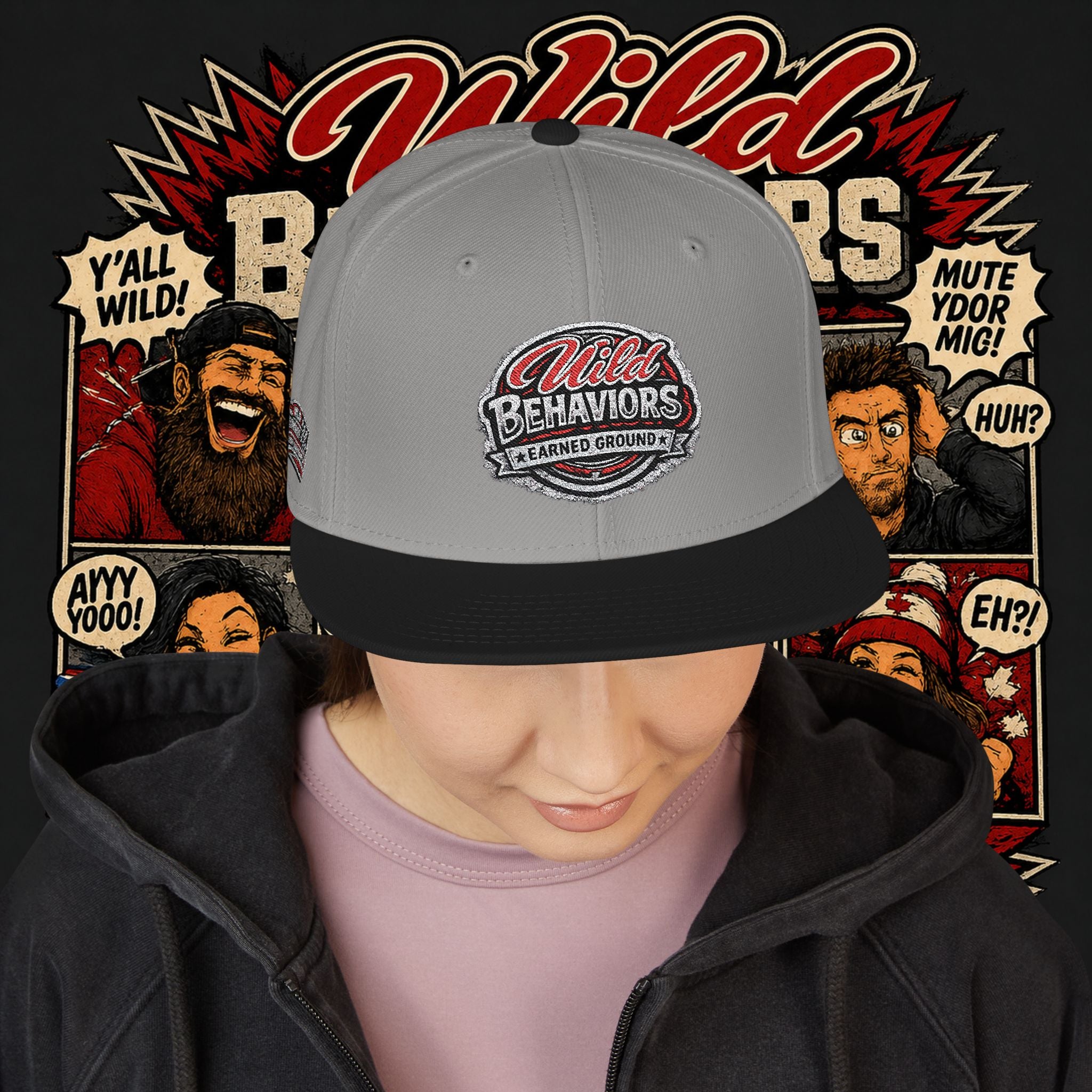 Earned Ground Cap Snapback Hat — 'Wild Behaviors' Embroidered Earned Ground Cap