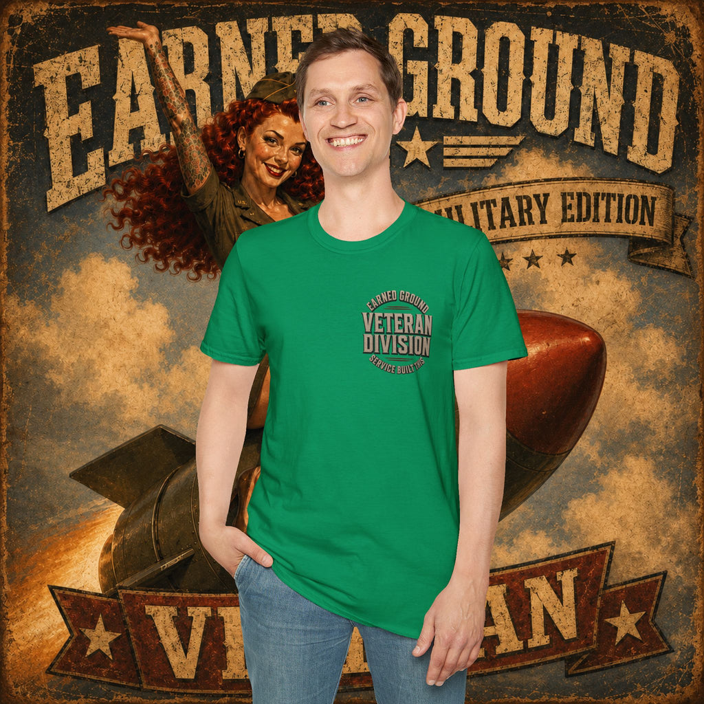 Earned Ground Veteran Division T‑Shirt —"LILY PINUP" VINTAGE SERVICE DIVISON