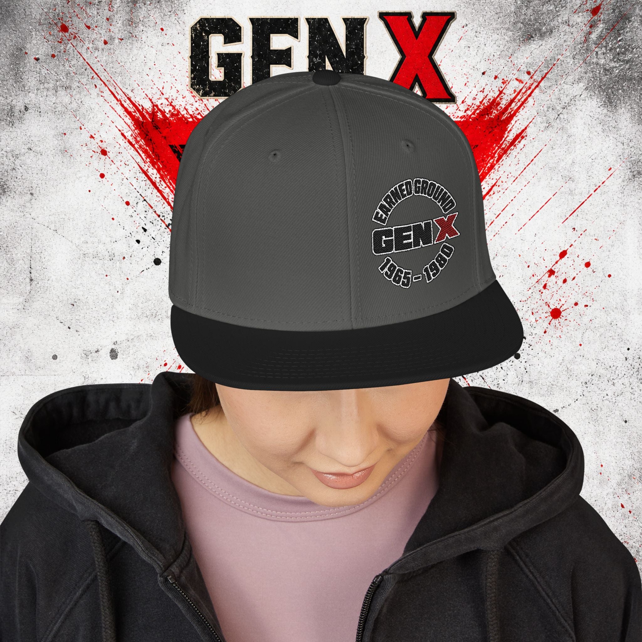 Gen X Embroidered Flat Bill Ball Cap — Gen X Proud 1965–1980
