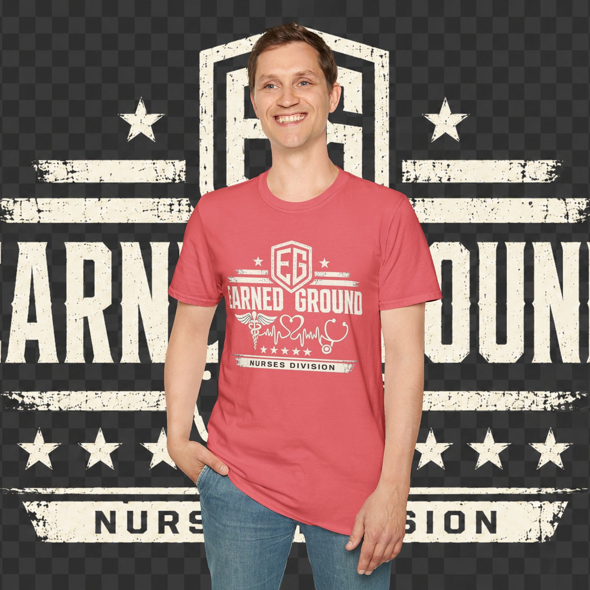 Earned Ground Nurses Division T-Shirt — Nurse Appreciation Medical Heartbeat Tee