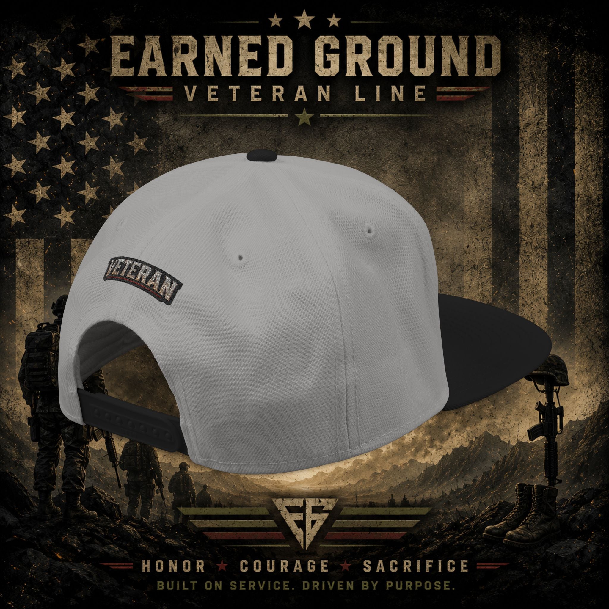 Earned Ground Veteran Line  Embroidered Snapback Hat