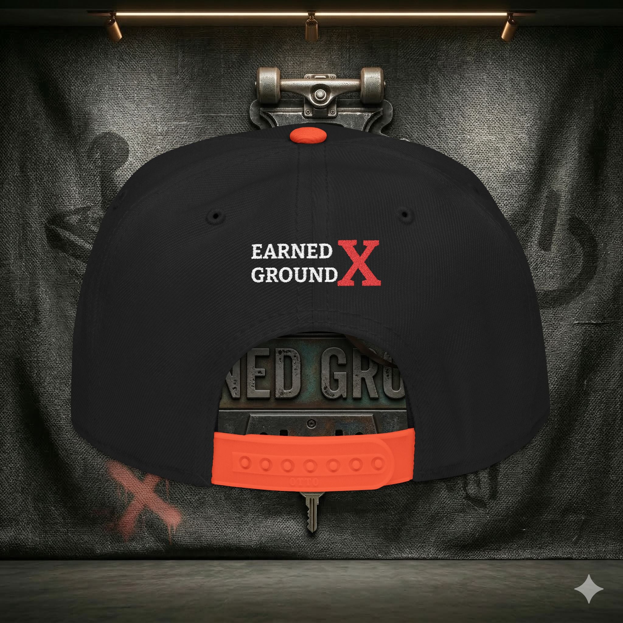 EARNED GROUND GEN 'X' EMBROIDED Snapback Hat — Vintage Red  GEN X Patch Logo Cap
