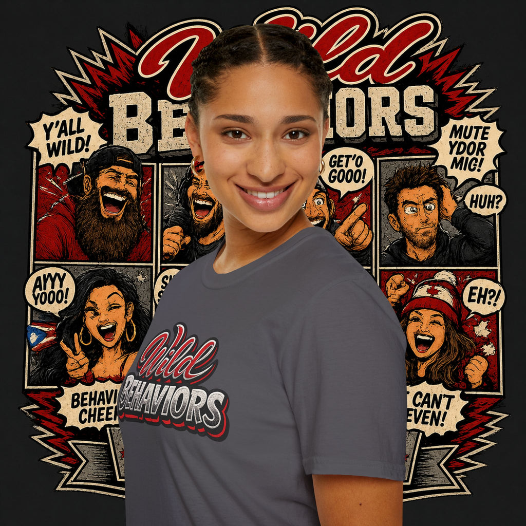 Earned Ground "Wild Behaviors" T-Shirt — Retro Red & White Graphic Tee
