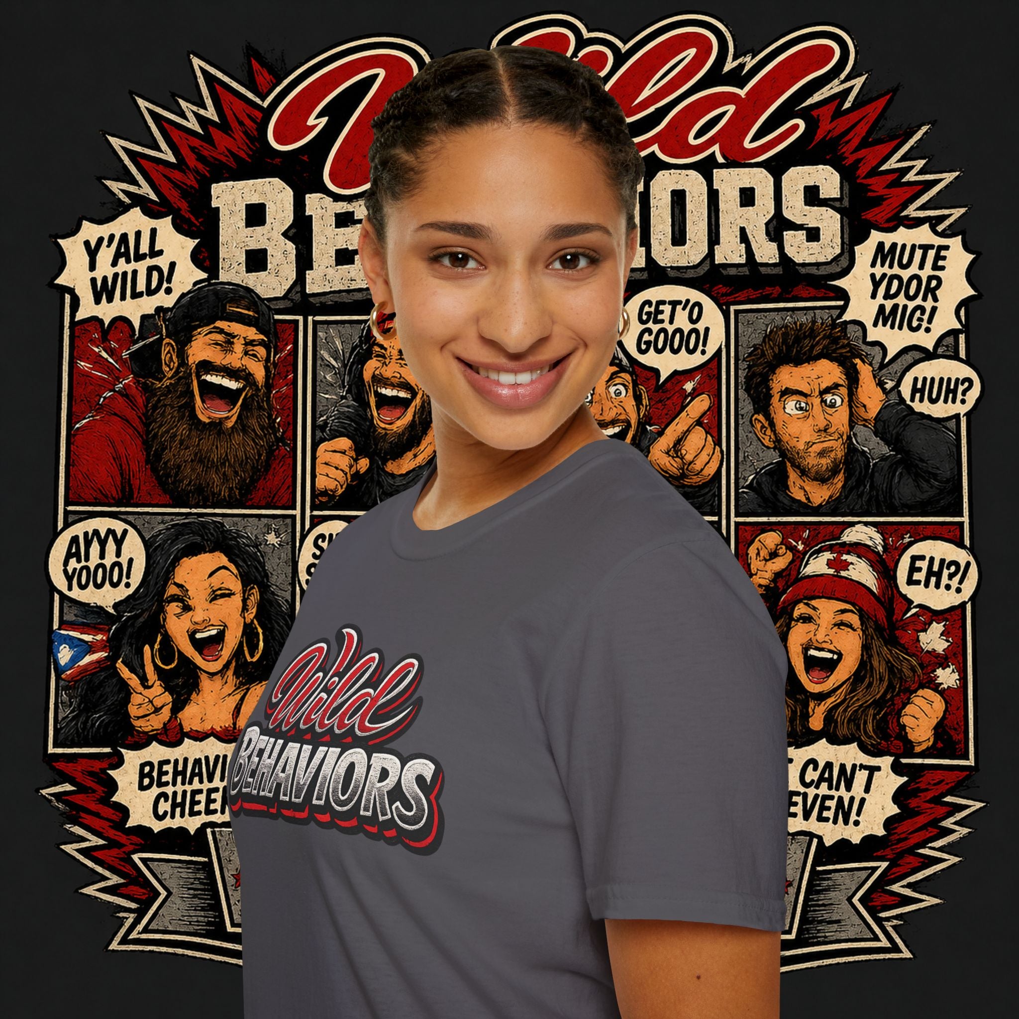 Earned Ground "Wild Behaviors" T-Shirt — Retro Red & White Graphic Tee