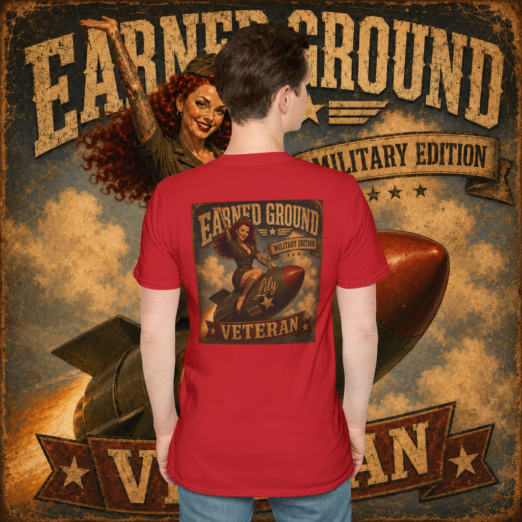 Earned Ground Veteran Division T‑Shirt —"LILY PINUP" VINTAGE SERVICE DIVISON