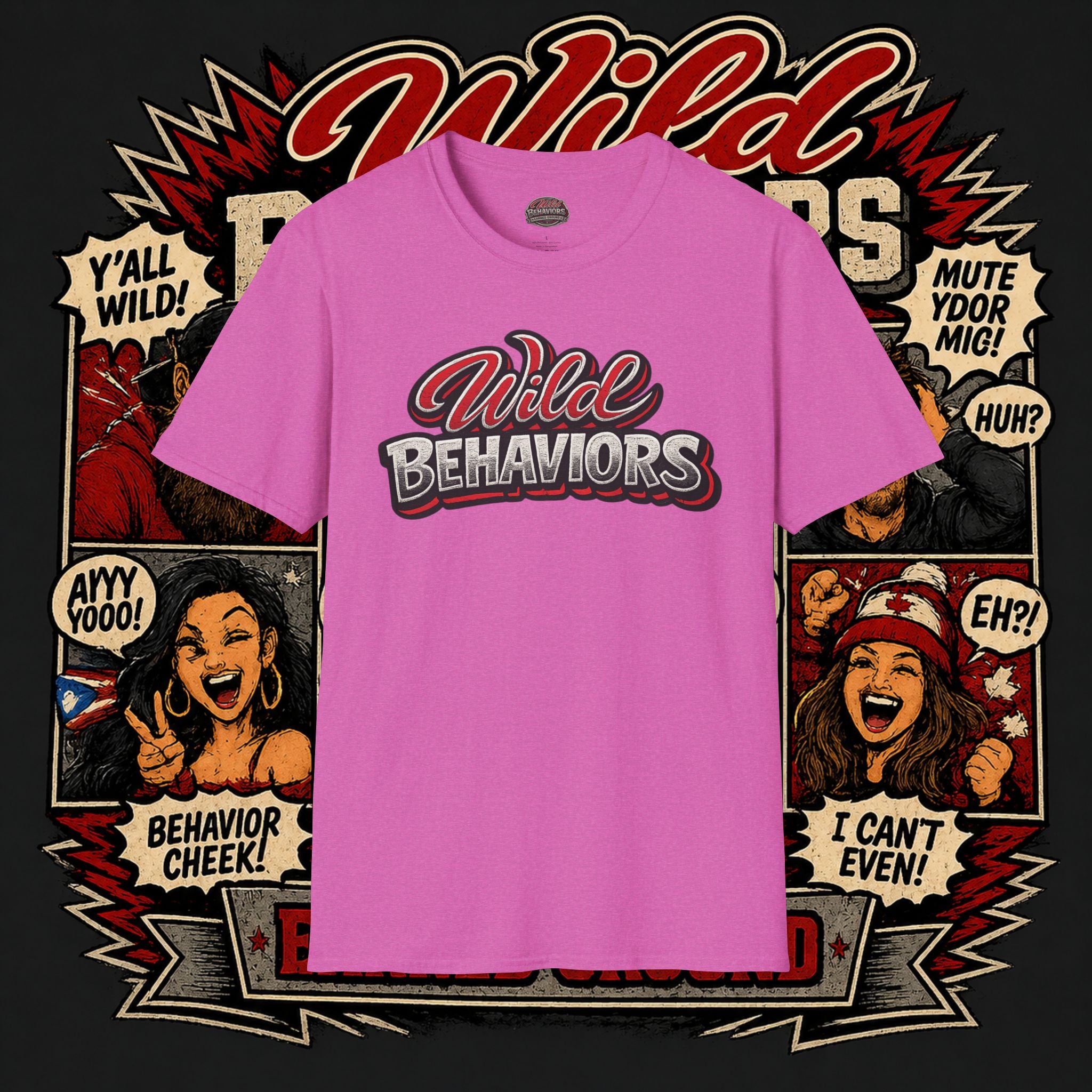 Earned Ground "Wild Behaviors" T-Shirt — Retro Red & White Graphic Tee
