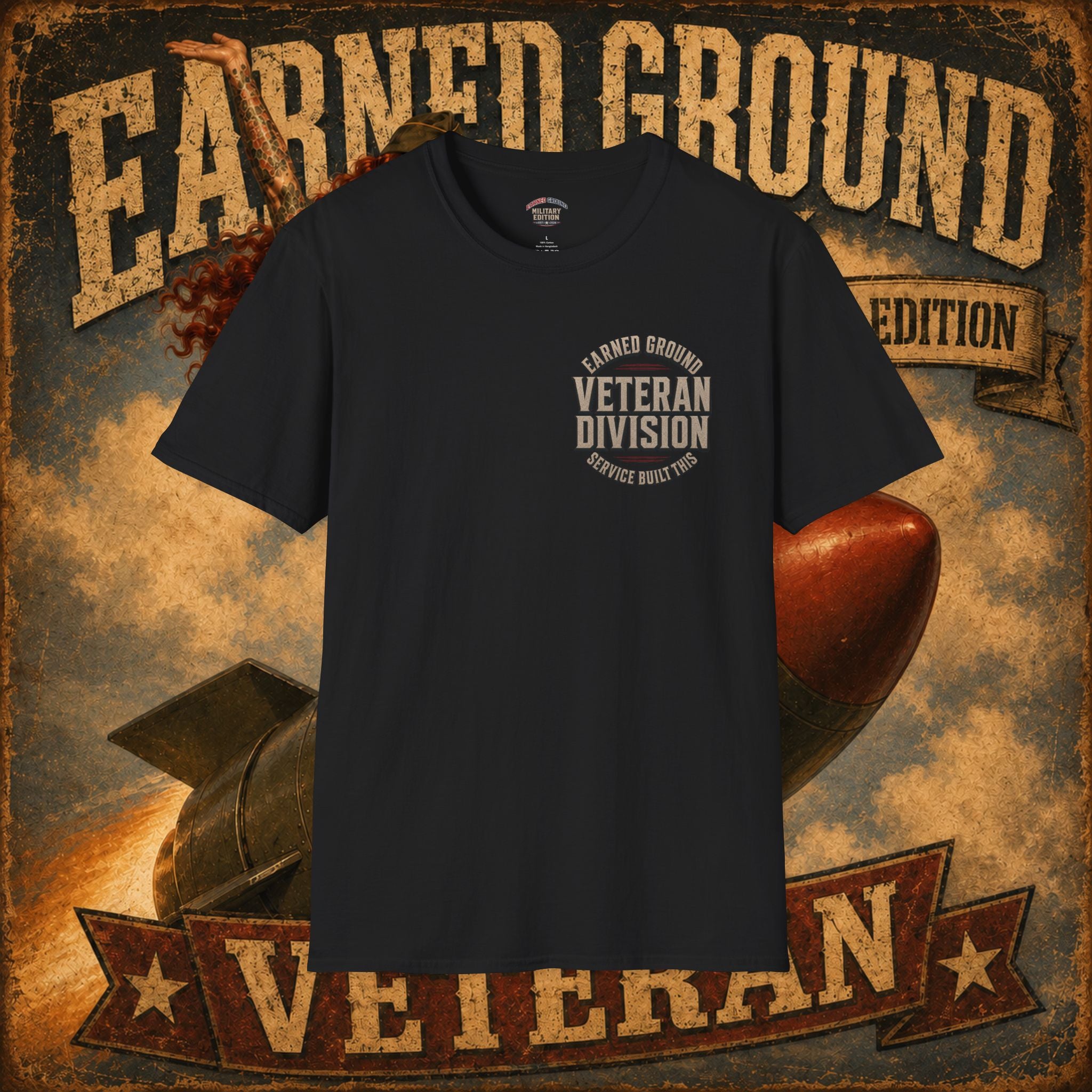 Earned Ground Veteran Division T‑Shirt —"LILY PINUP" VINTAGE SERVICE DIVISON