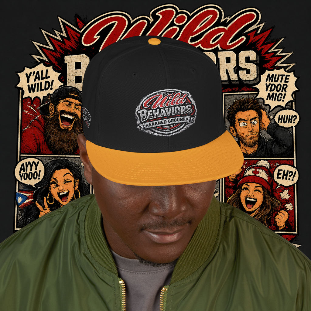 Earned Ground Cap Snapback Hat — 'Wild Behaviors' Embroidered Earned Ground Cap