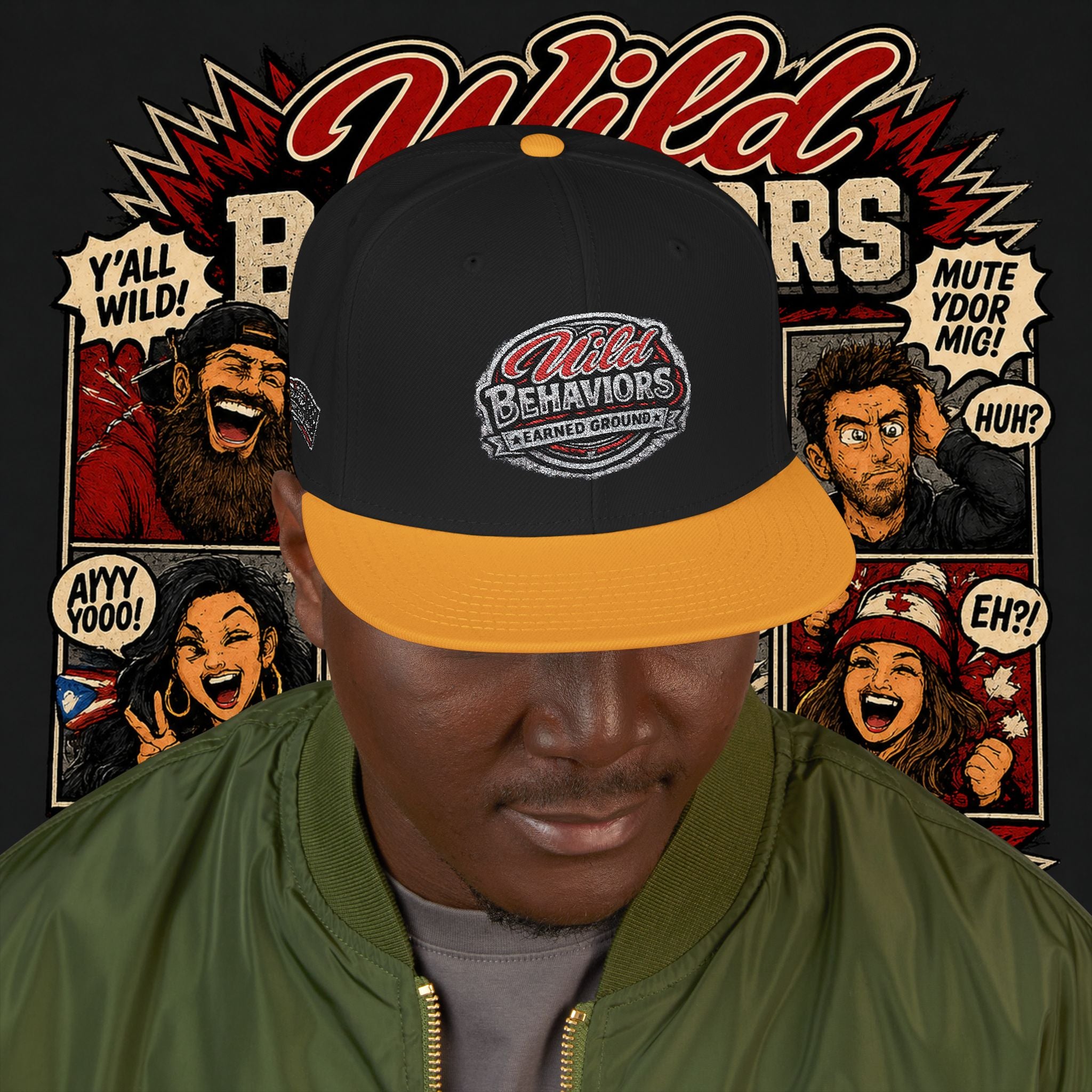 Earned Ground Cap Snapback Hat — 'Wild Behaviors' Embroidered Earned Ground Cap