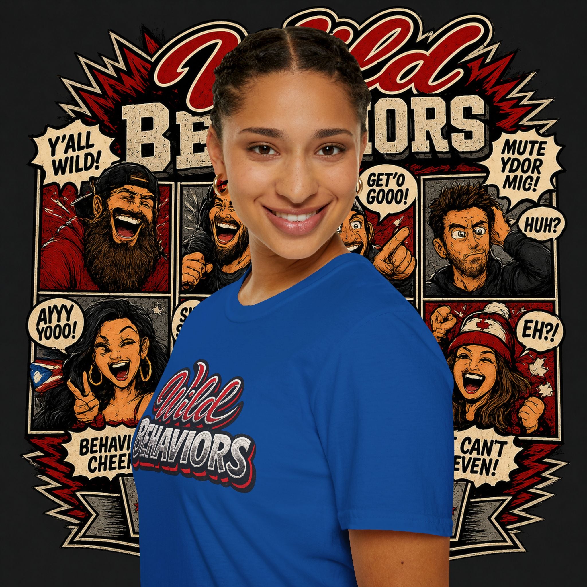 Earned Ground "Wild Behaviors" T-Shirt — Retro Red & White Graphic Tee