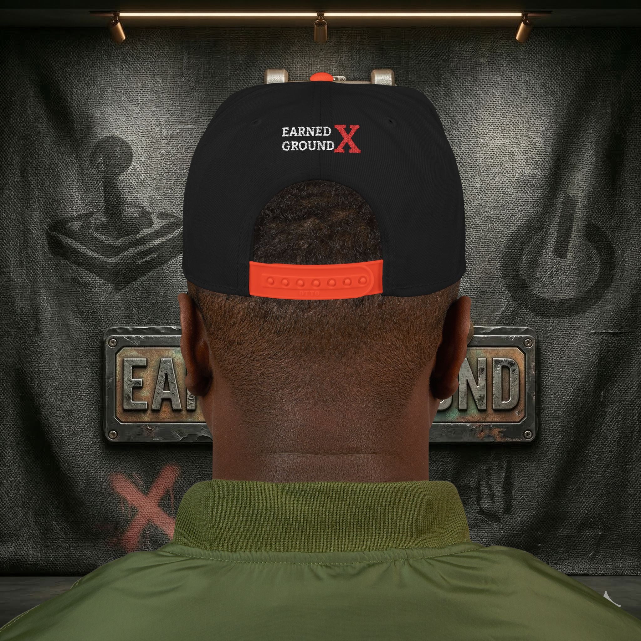 EARNED GROUND GEN 'X' EMBROIDED Snapback Hat — Vintage Red  GEN X Patch Logo Cap