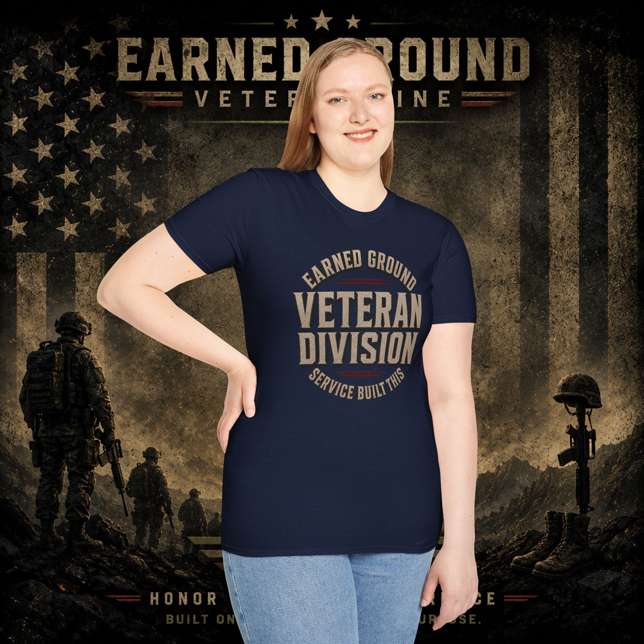 Earned Ground Veteran Division 'Service Built This'— Military Tribute Tee