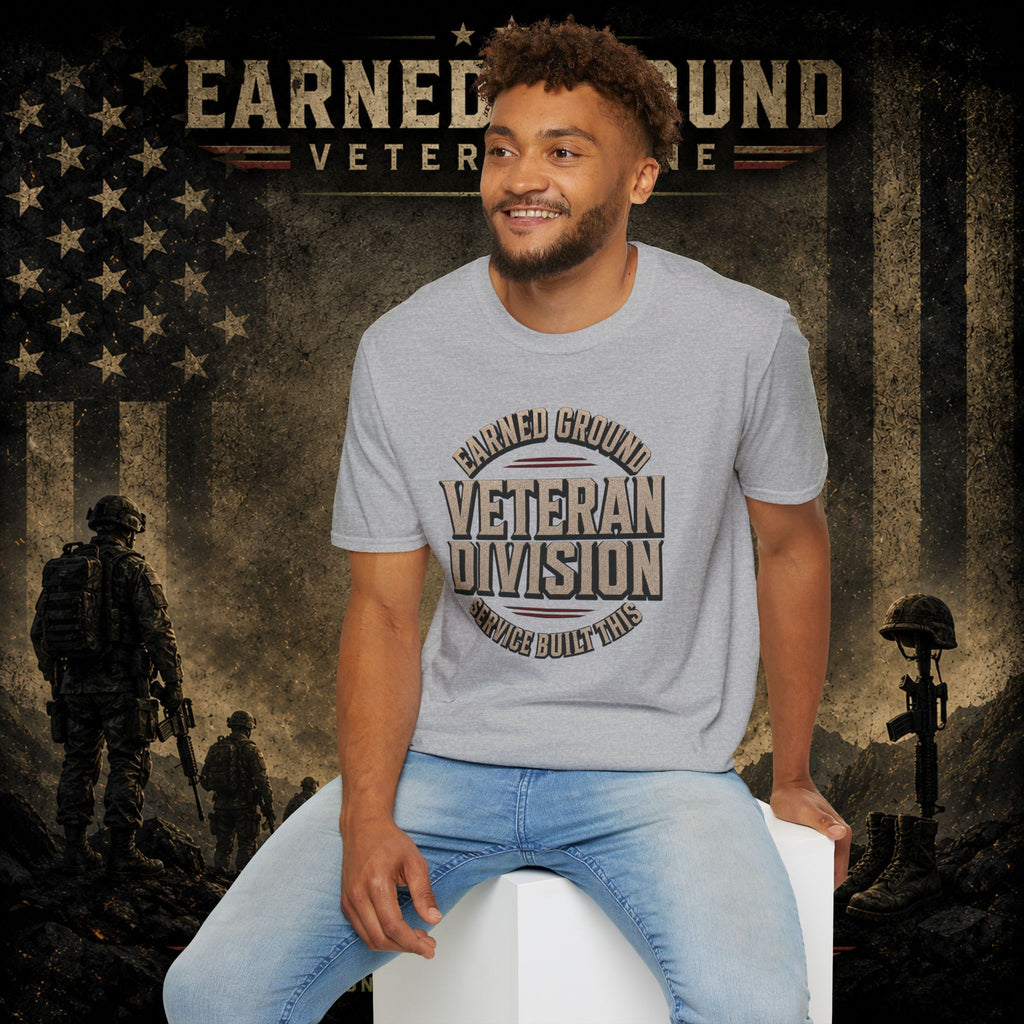 Earned Ground Veteran Division 'Service Built This'— Military Tribute Tee
