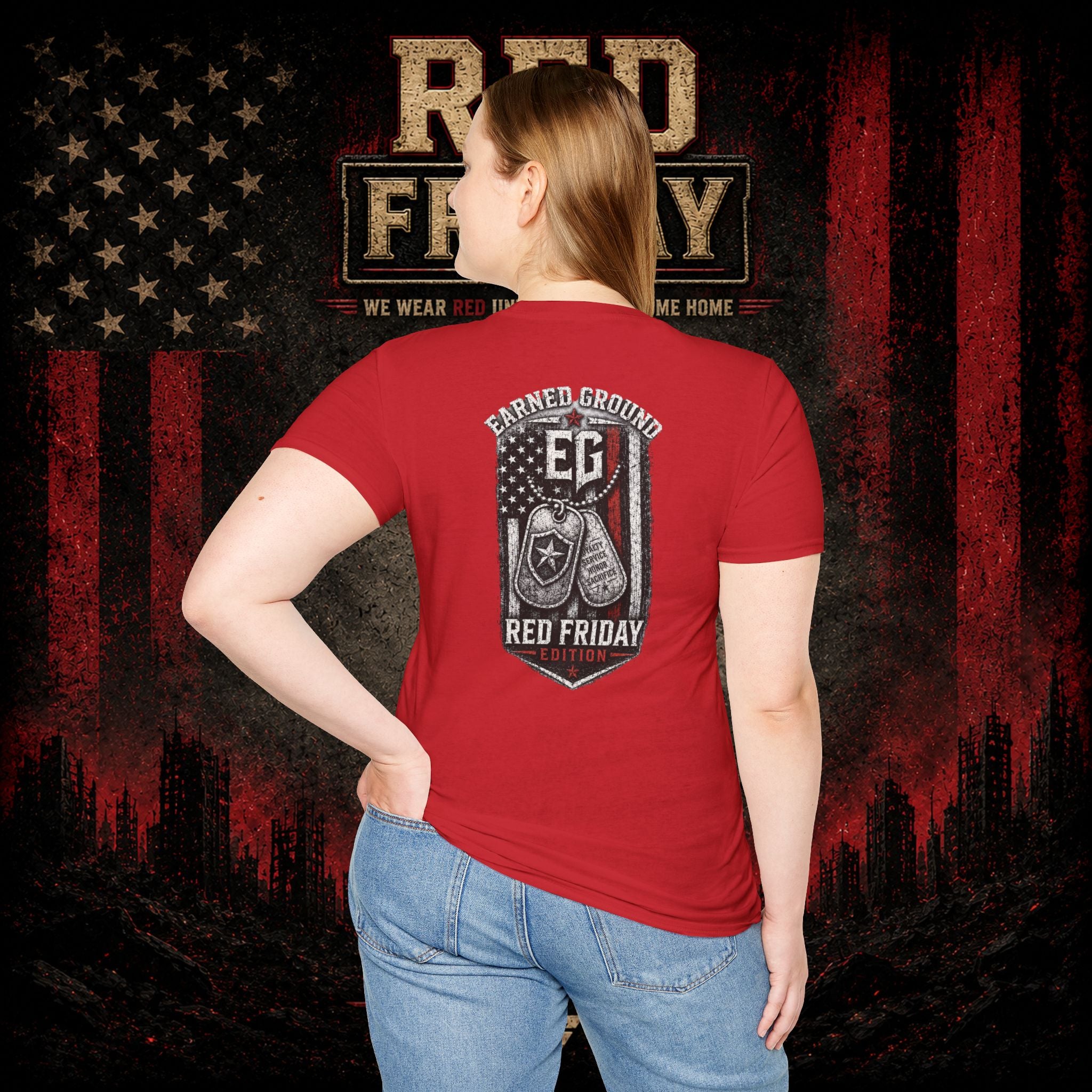 Earned Ground EG Military Flag T-Shirt — Red Friday Patriot Tee