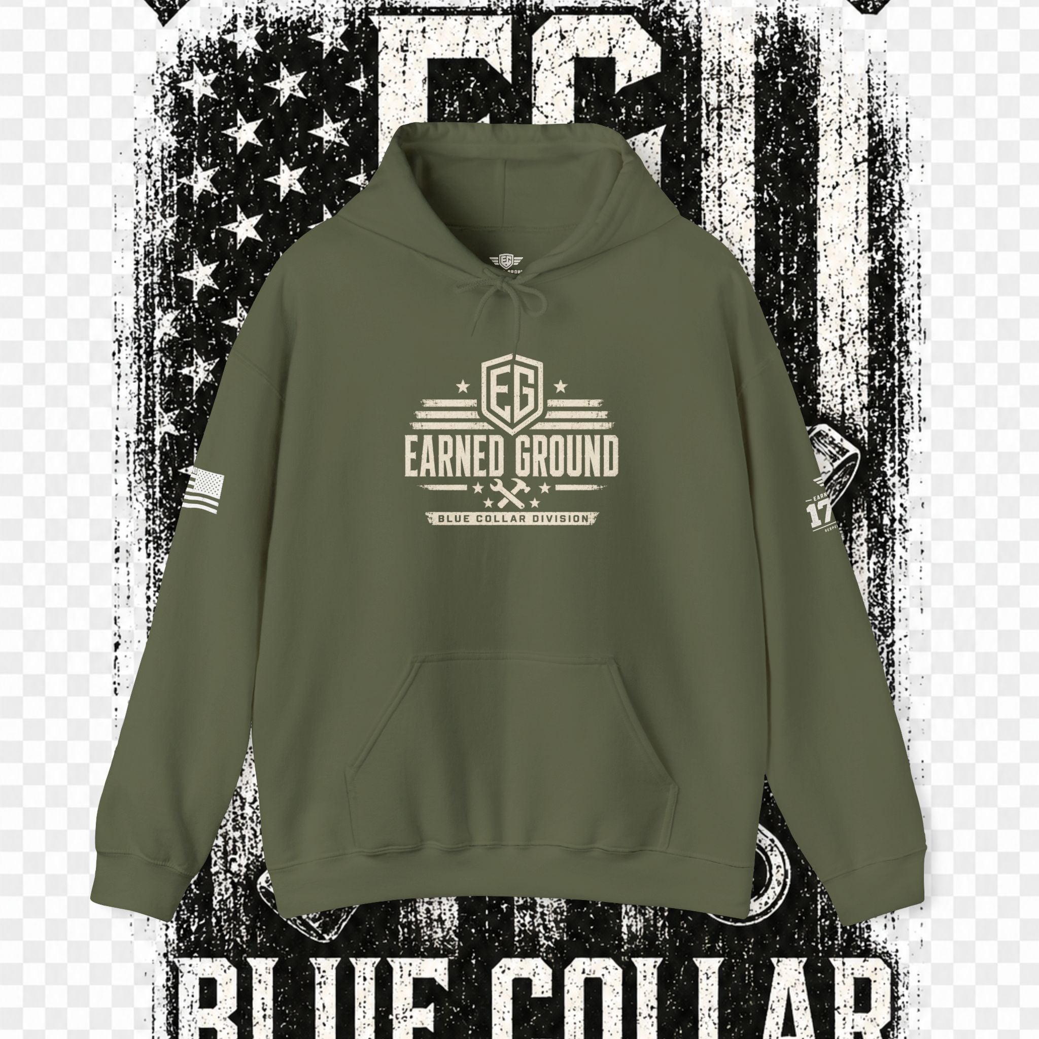 Earned Ground Blue Collar Hoodie – Blue Collar Division Hoodie