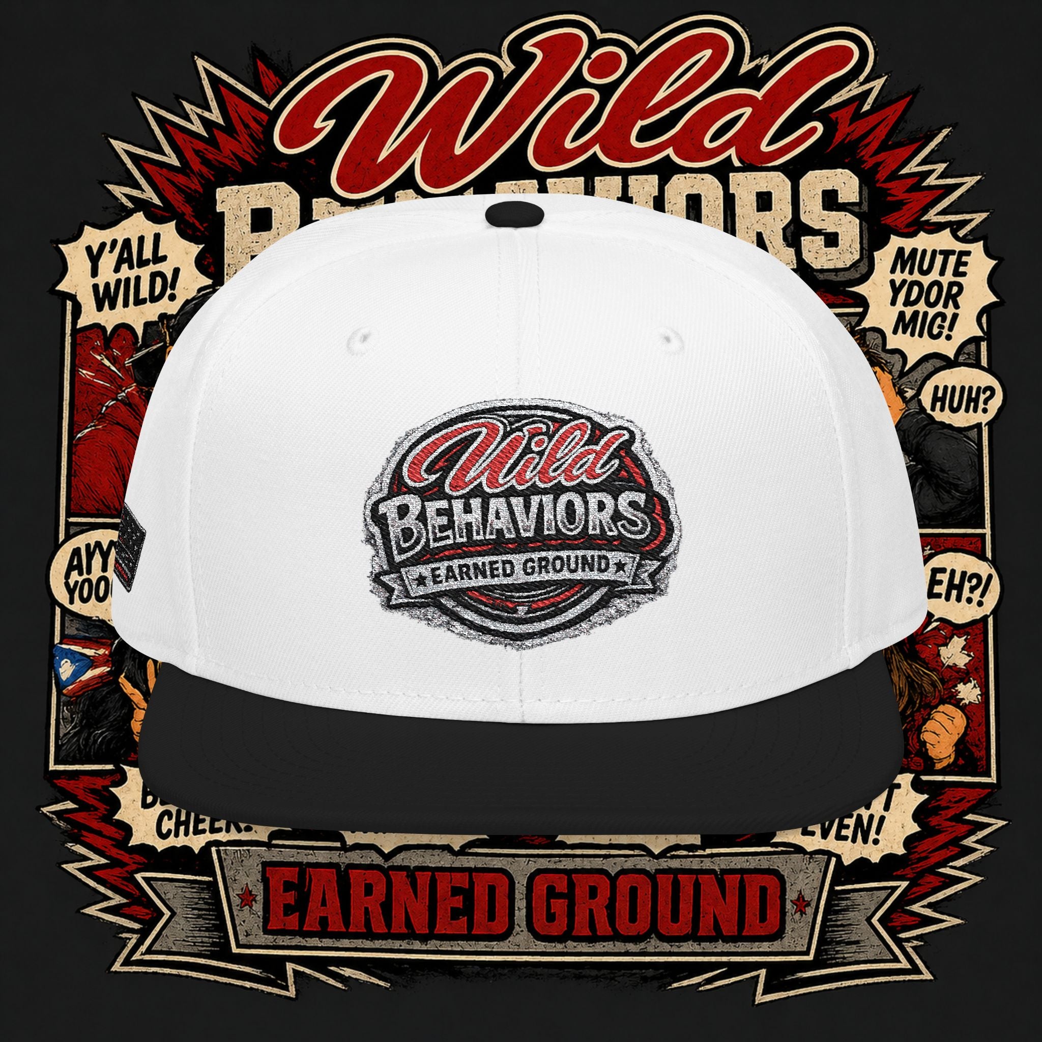 Earned Ground Cap Snapback Hat — 'Wild Behaviors' Embroidered Earned Ground Cap