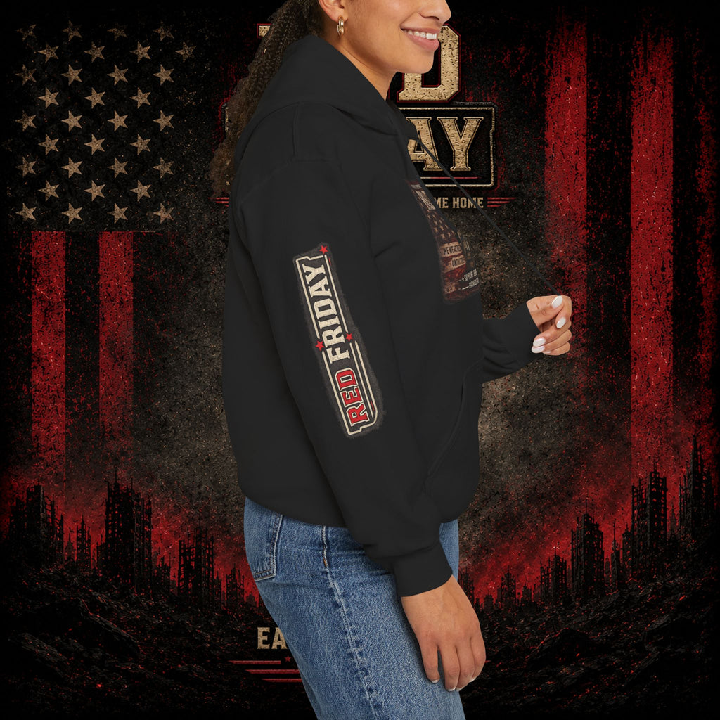 Red Friday Hoodie — " WE WEAR READ UNITL THE ALL COME HOME" Veterans American Flag Pullover