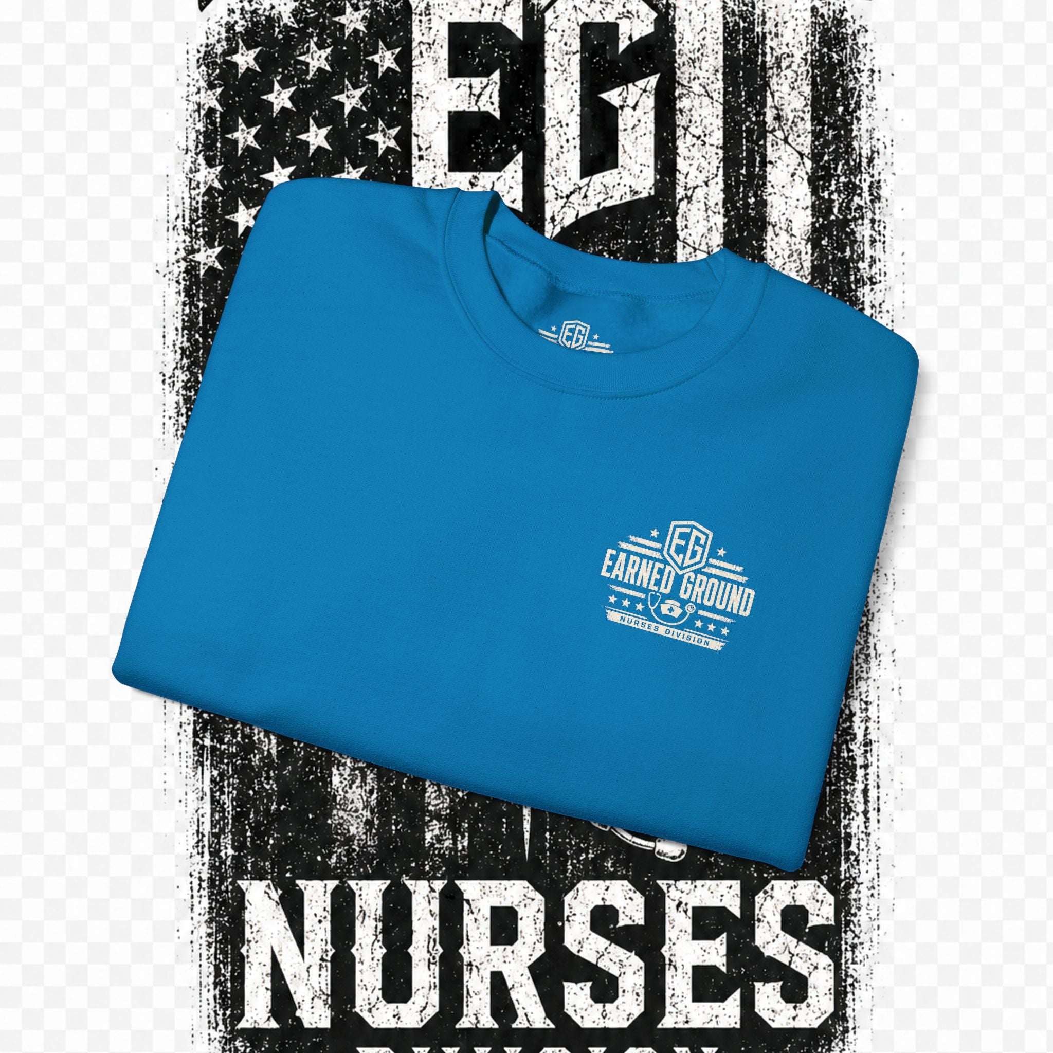 EARNED GROUND Nurses Division Crewneck Sweatshirt – Nurses Caduceus Badge Design