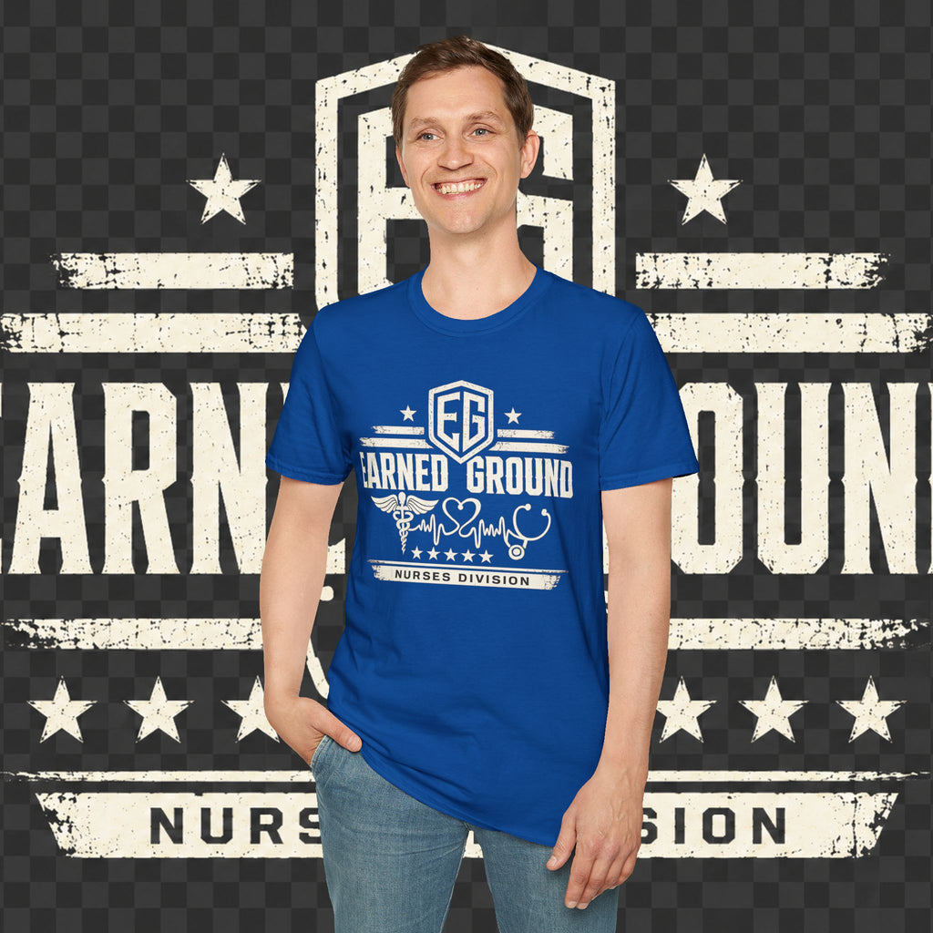 Earned Ground Nurses Division T-Shirt — Nurse Appreciation Medical Heartbeat Tee