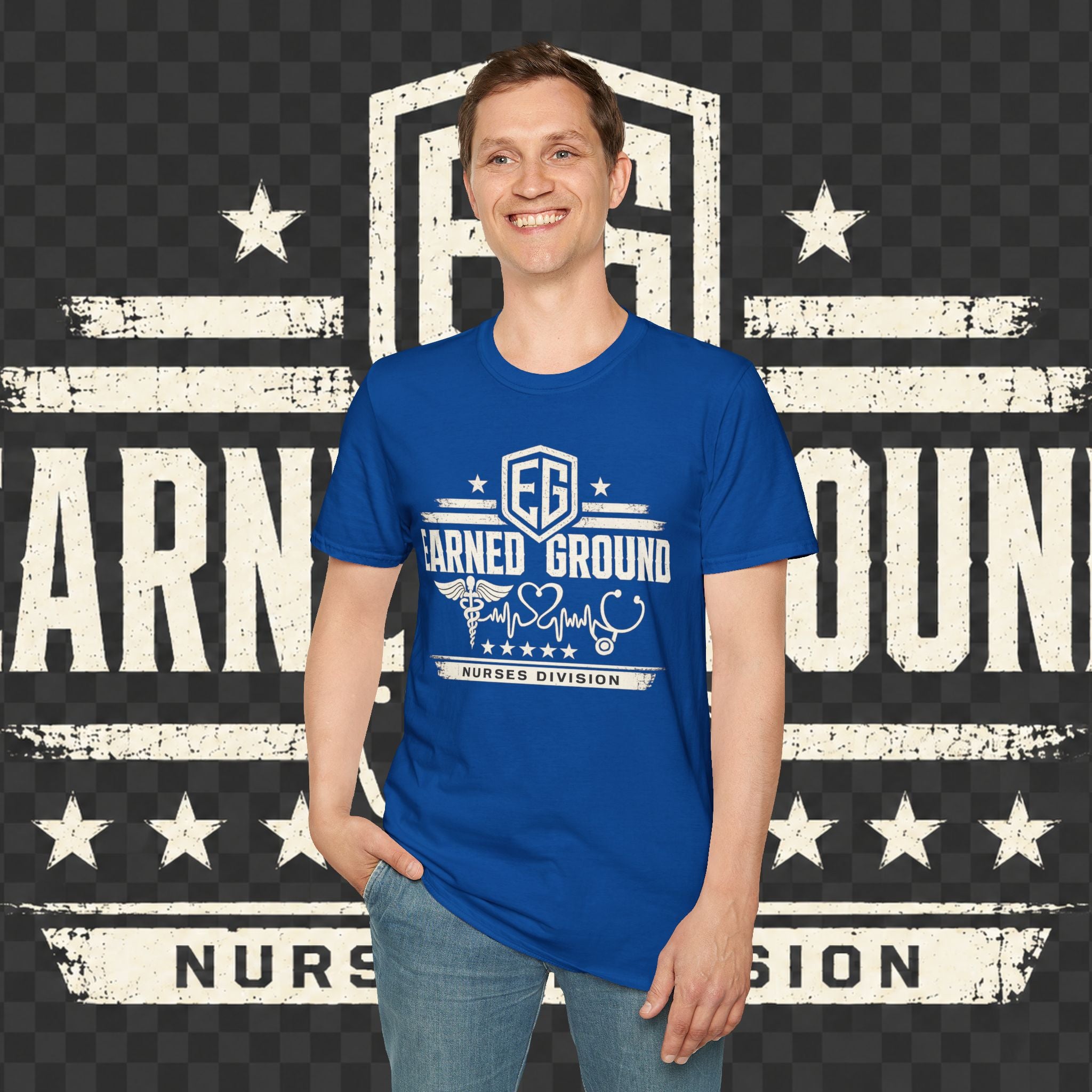 Earned Ground Nurses Division T-Shirt — Nurse Appreciation Medical Heartbeat Tee