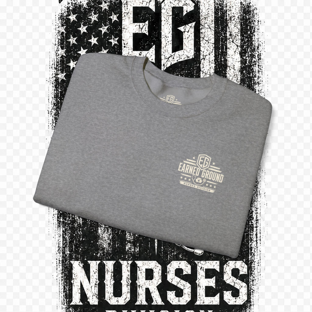 EARNED GROUND Nurses Division Crewneck Sweatshirt – Nurses Caduceus Badge Design