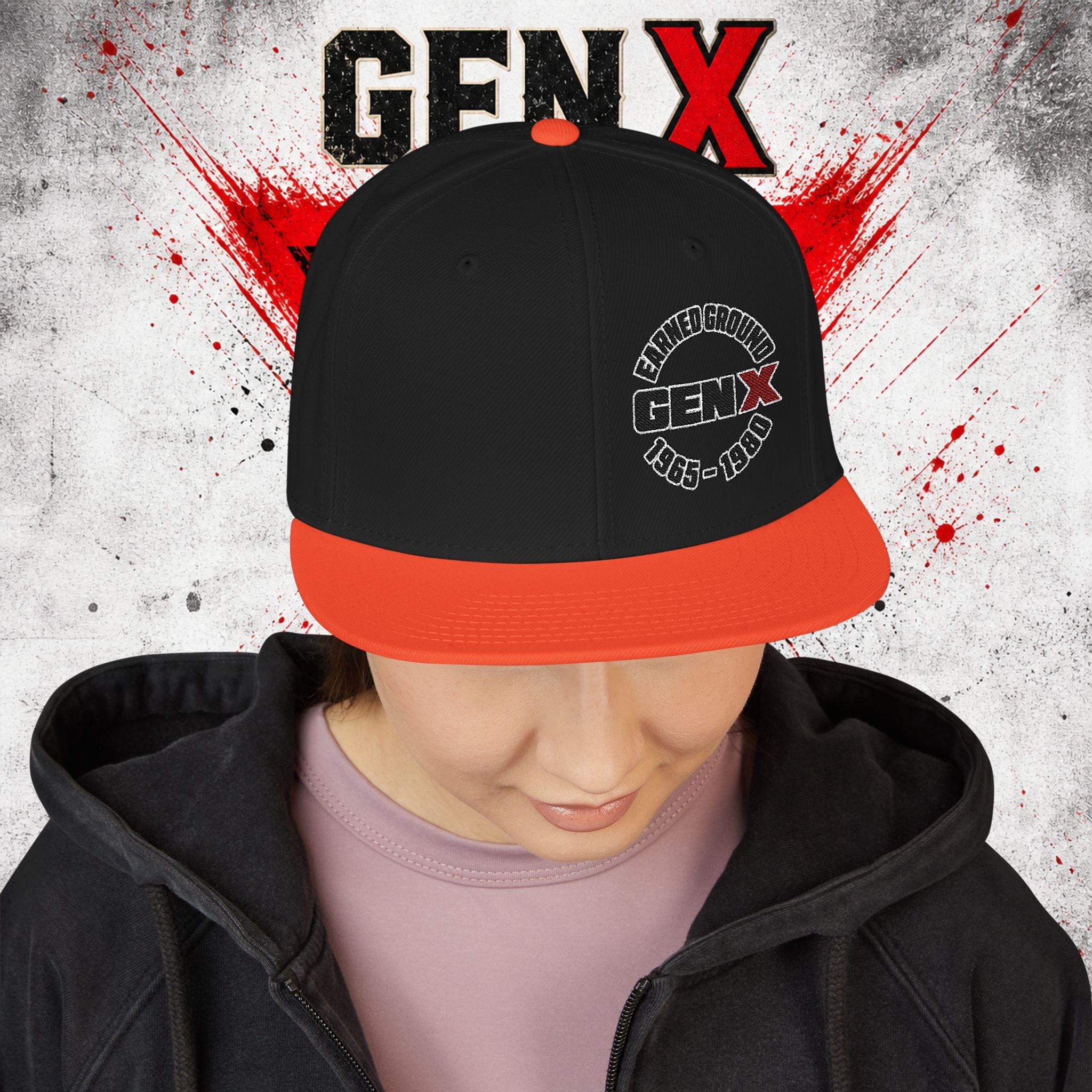 Gen X Embroidered Flat Bill Ball Cap — Gen X Proud 1965–1980