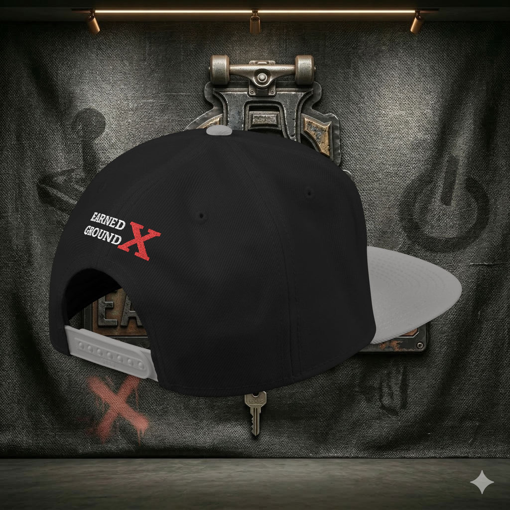 EARNED GROUND GEN 'X' EMBROIDED Snapback Hat — Vintage Red  GEN X Patch Logo Cap