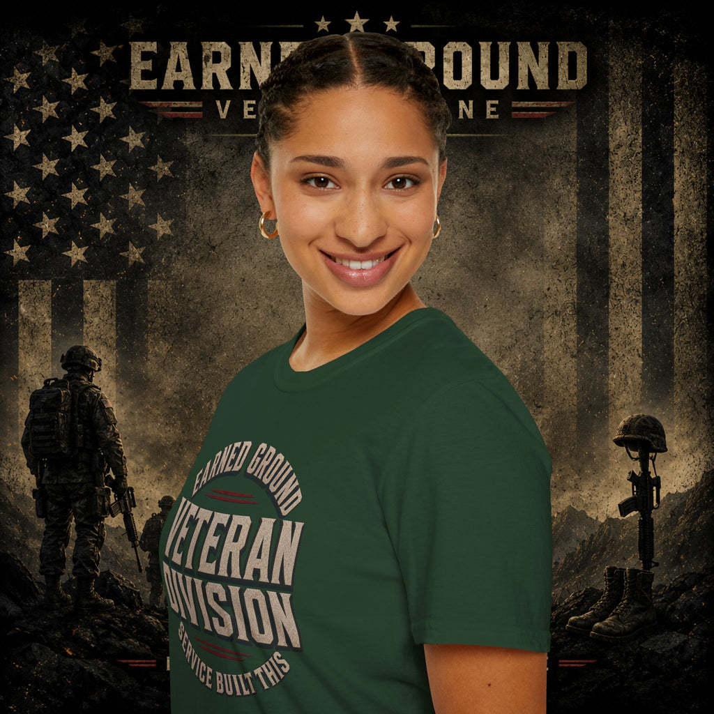 Earned Ground Veteran Division 'Service Built This'— Military Tribute Tee