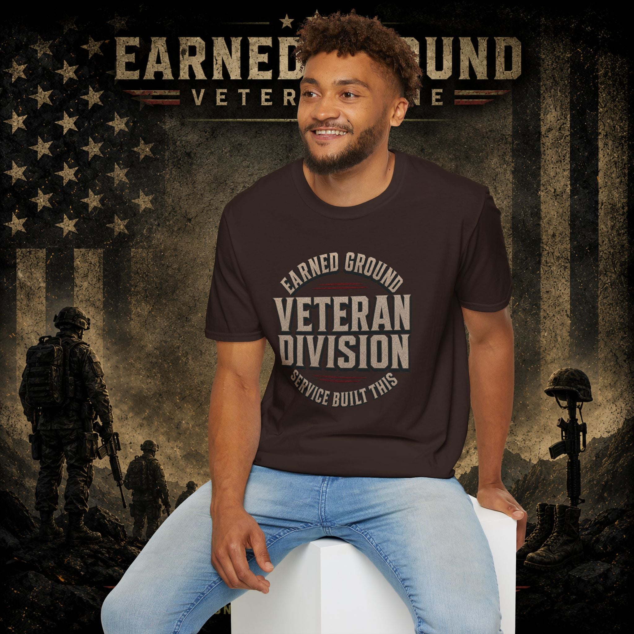 Earned Ground Veteran Division 'Service Built This'— Military Tribute Tee