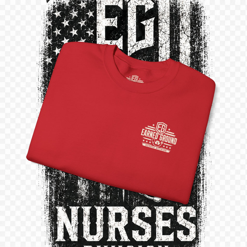 EARNED GROUND Nurses Division Crewneck Sweatshirt – Nurses Caduceus Badge Design