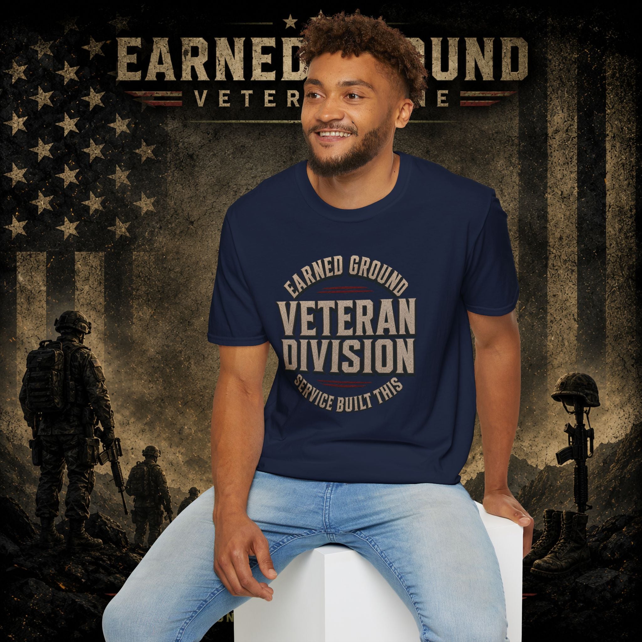 Earned Ground Veteran Division 'Service Built This'— Military Tribute Tee