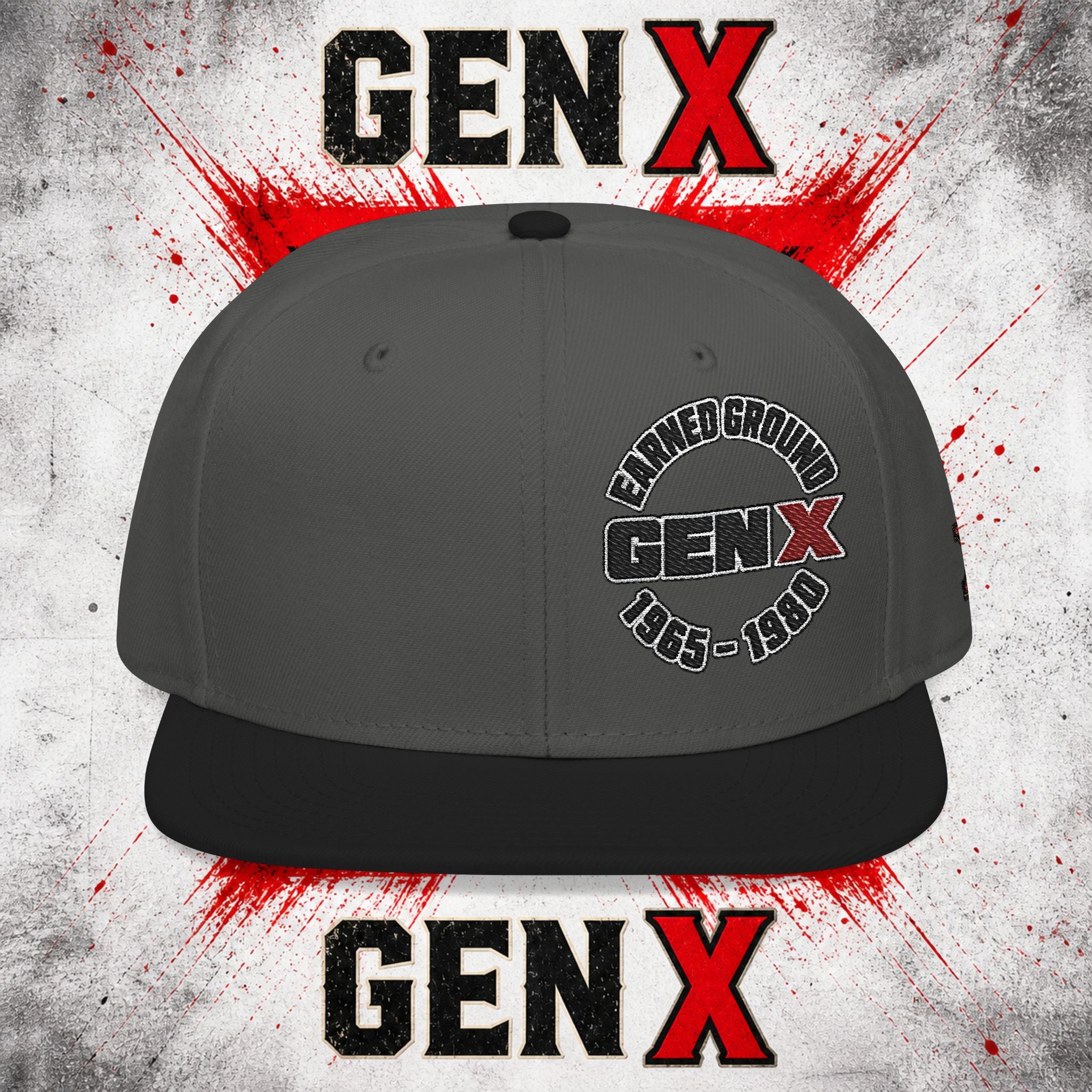 Gen X Embroidered Flat Bill Ball Cap — Gen X Proud 1965–1980