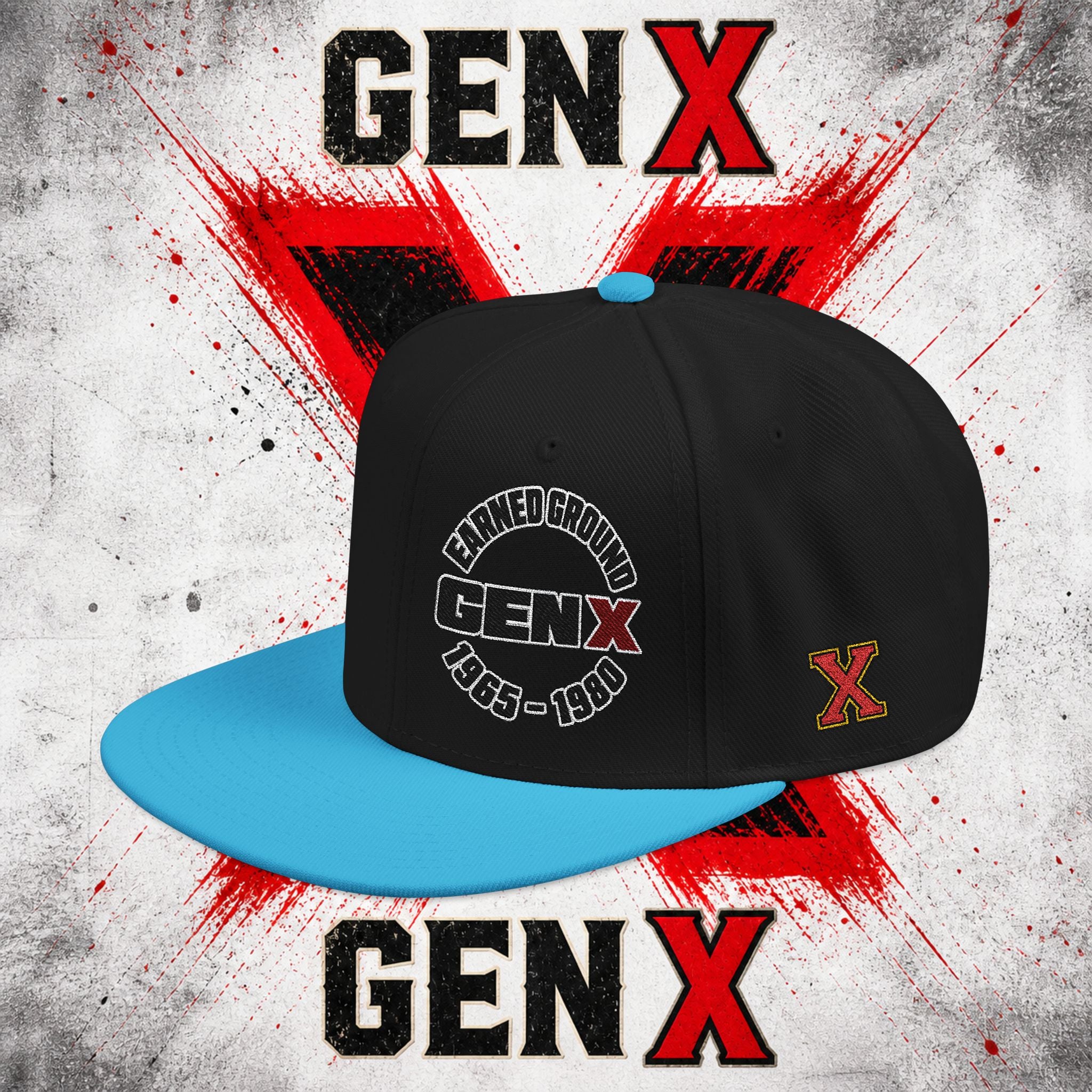 Gen X Embroidered Flat Bill Ball Cap — Gen X Proud 1965–1980