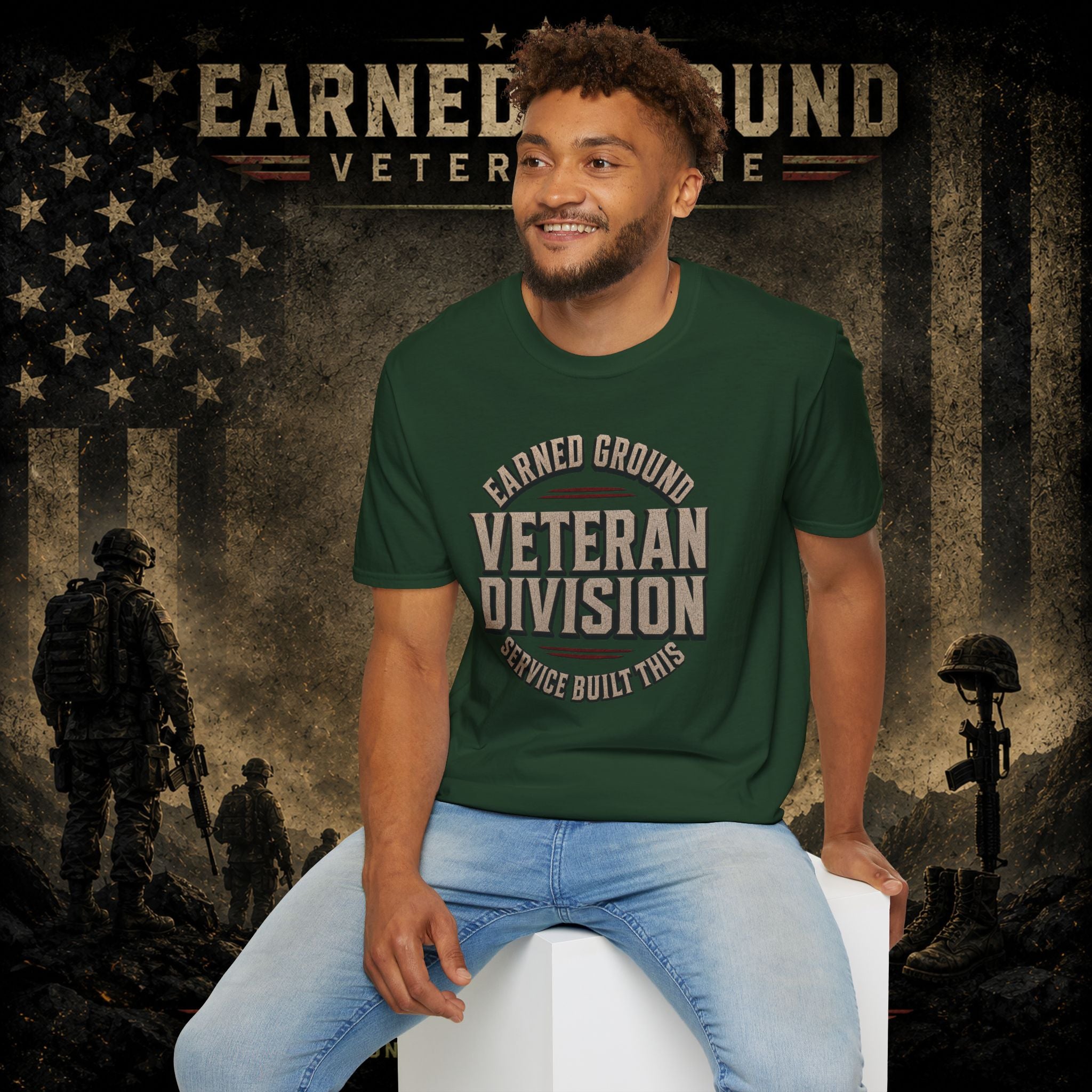 Earned Ground Veteran Division 'Service Built This'— Military Tribute Tee