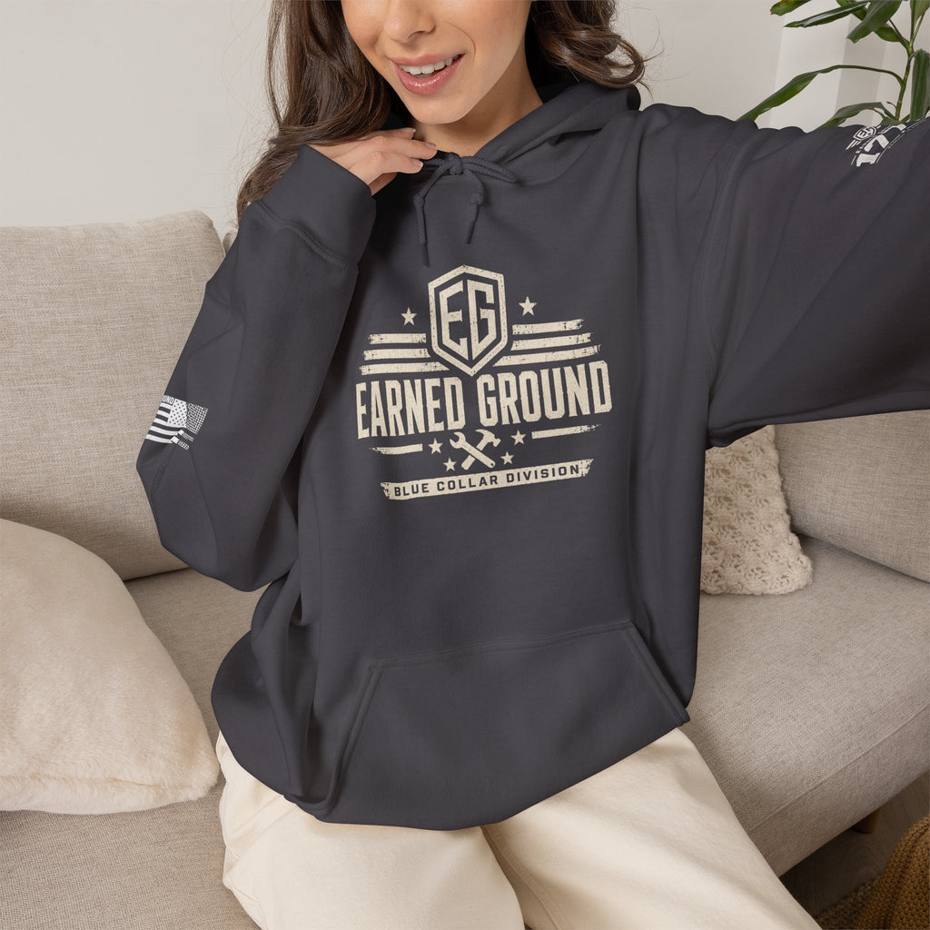 Earned Ground Blue Collar Hoodie – Blue Collar Division Hoodie