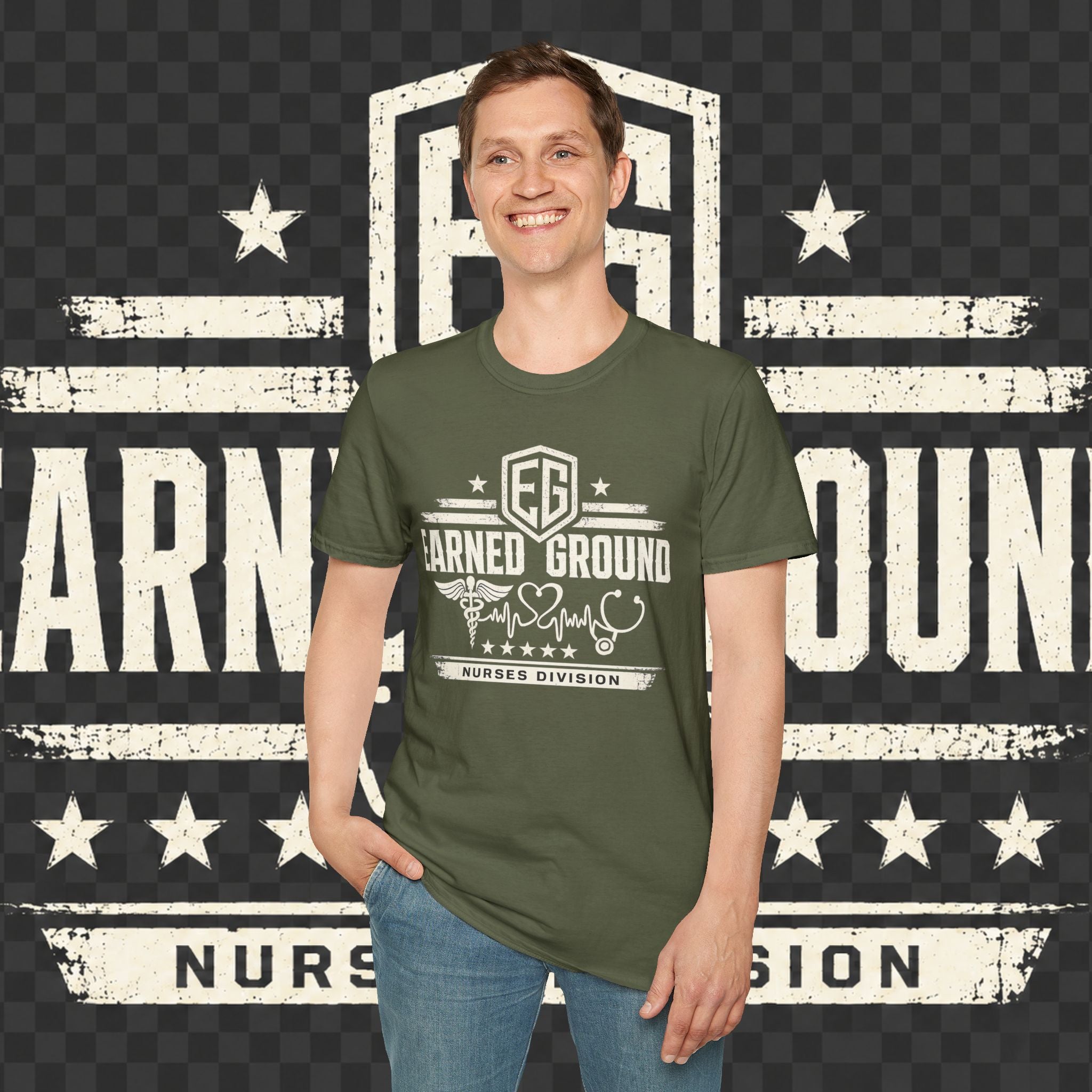 Earned Ground Nurses Division T-Shirt — Nurse Appreciation Medical Heartbeat Tee