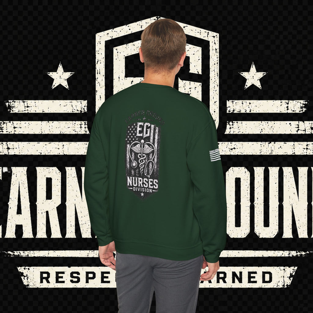 EARNED GROUND Nurses Division Crewneck Sweatshirt – Nurses Caduceus Badge Design