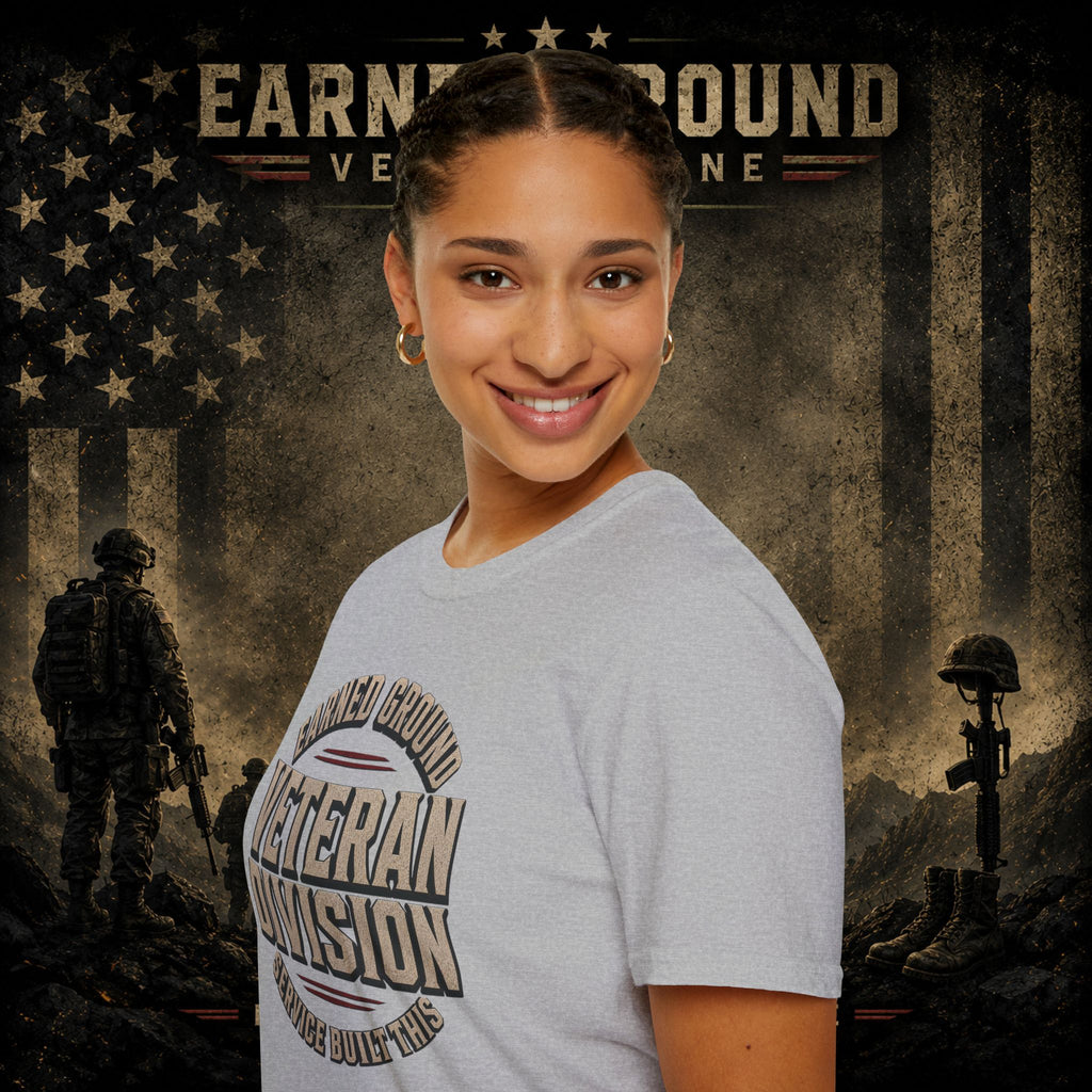 Earned Ground Veteran Division 'Service Built This'— Military Tribute Tee
